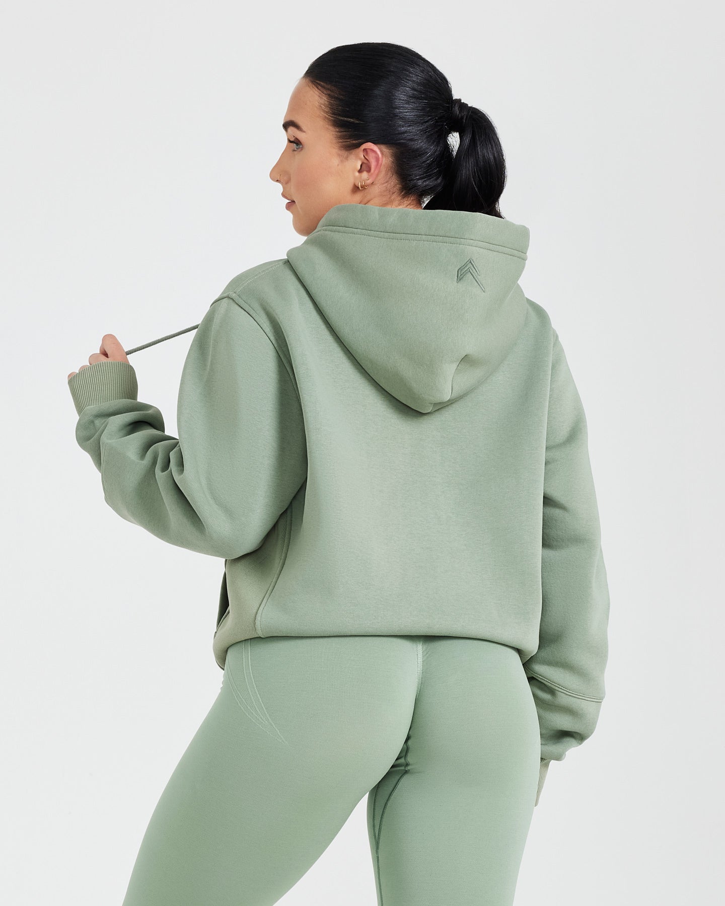 Classic Lounge Oversized Zip Through Hoodie | Sage - Image 2