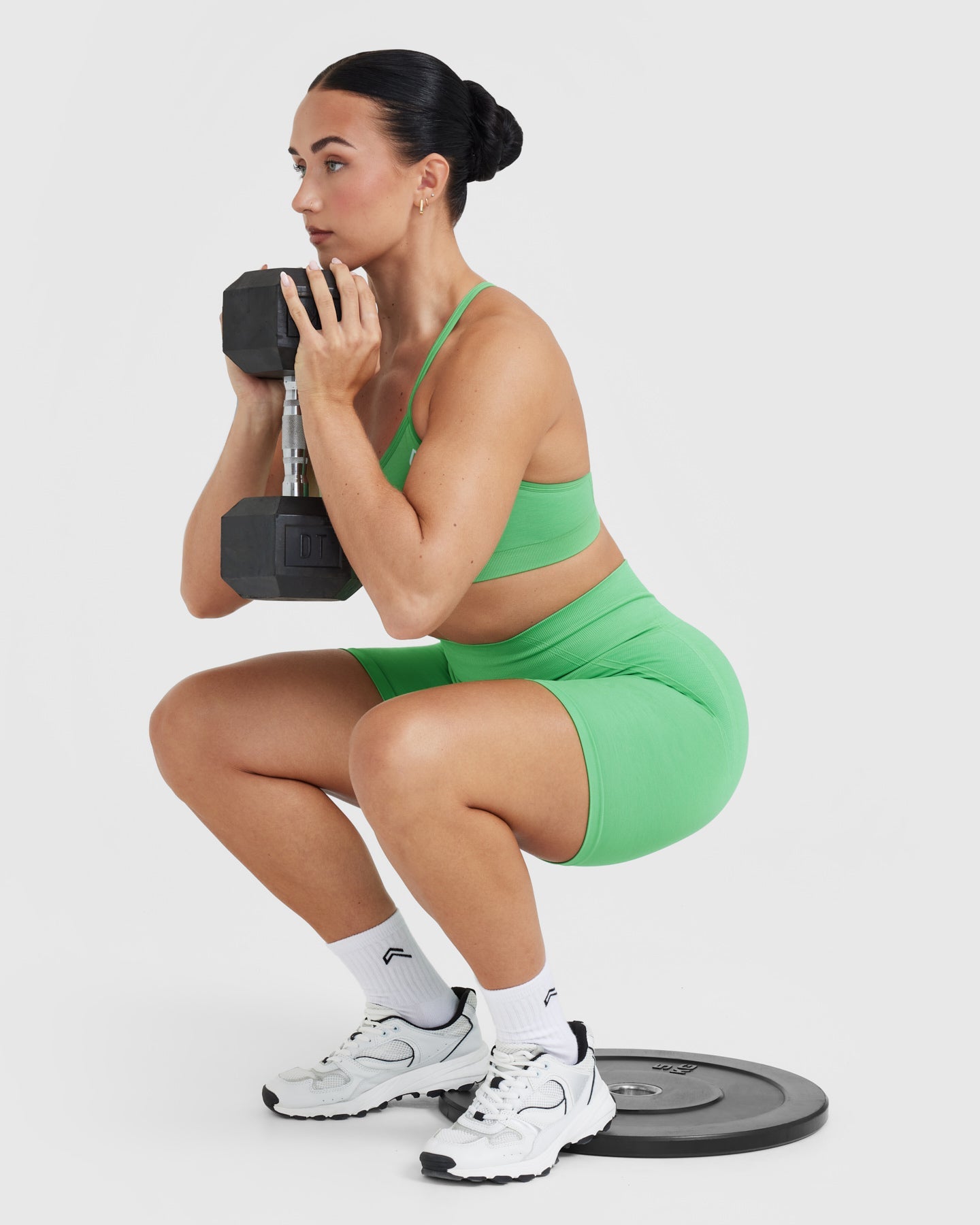 EffortlessLift Seamless Cycling Shorts with White Logo | Jade - Image 6