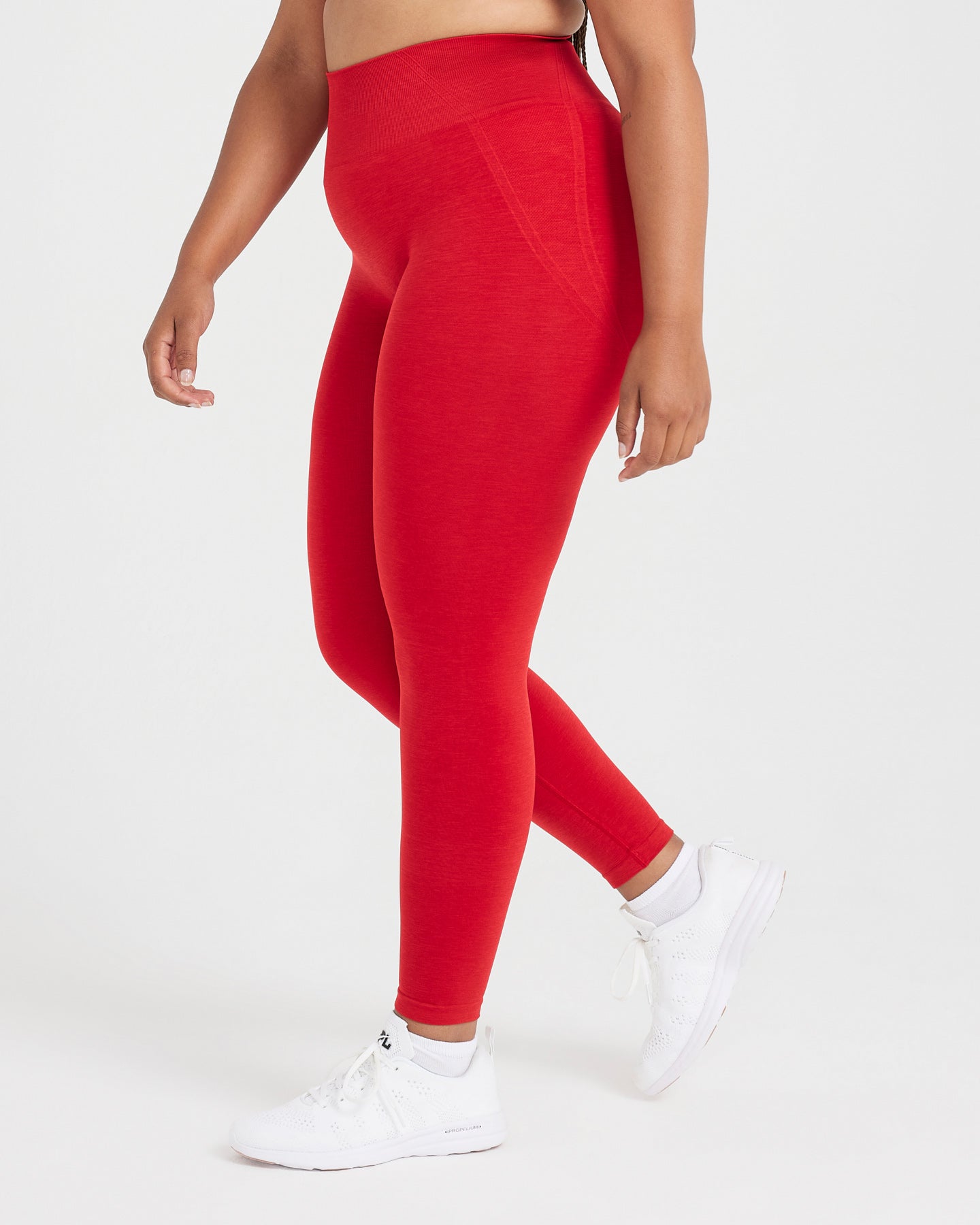 EffortlessLift Seamless Leggings with White Logo | Spicy Red - Image 3