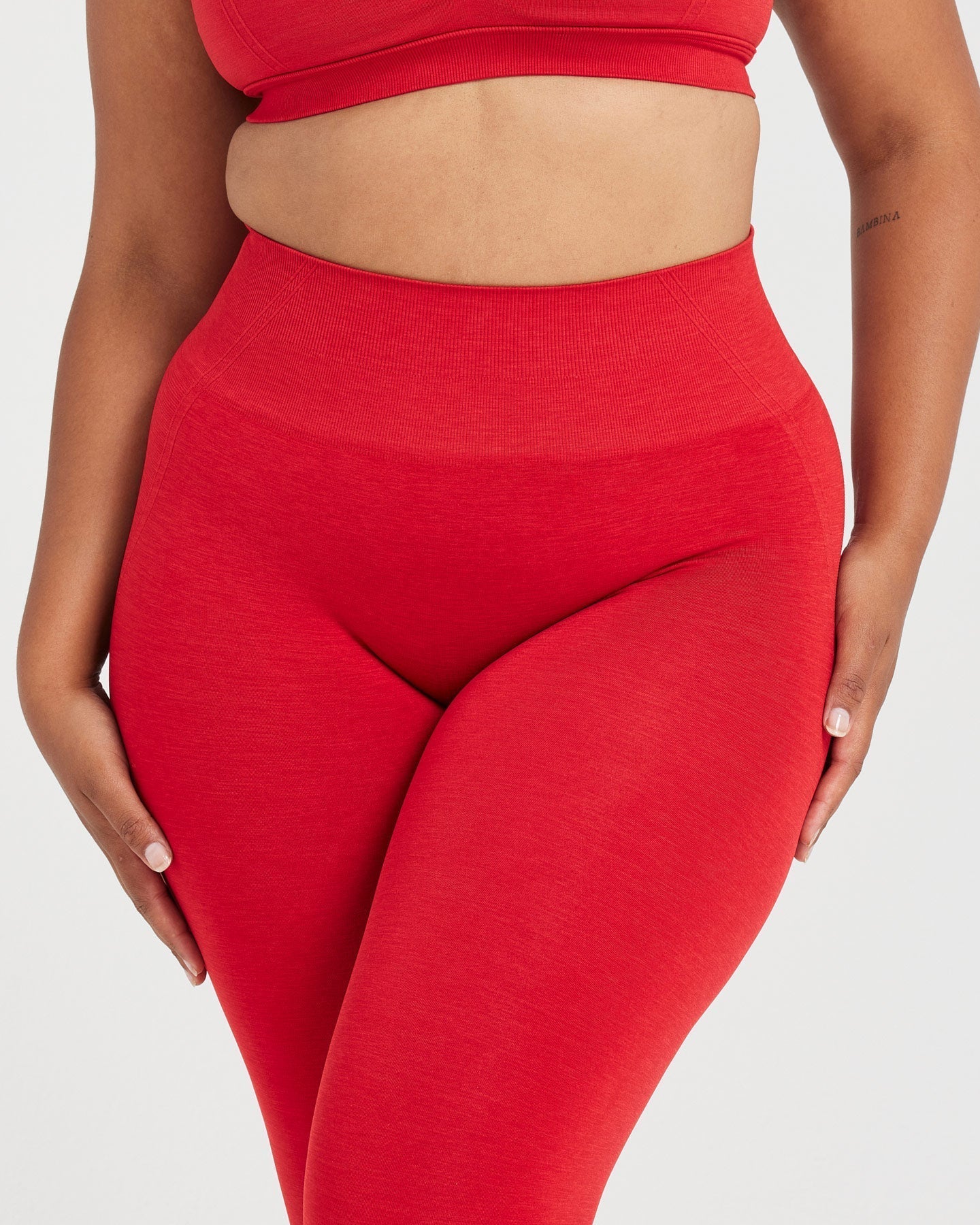 EffortlessLift Seamless Leggings with White Logo | Spicy Red - Image 4