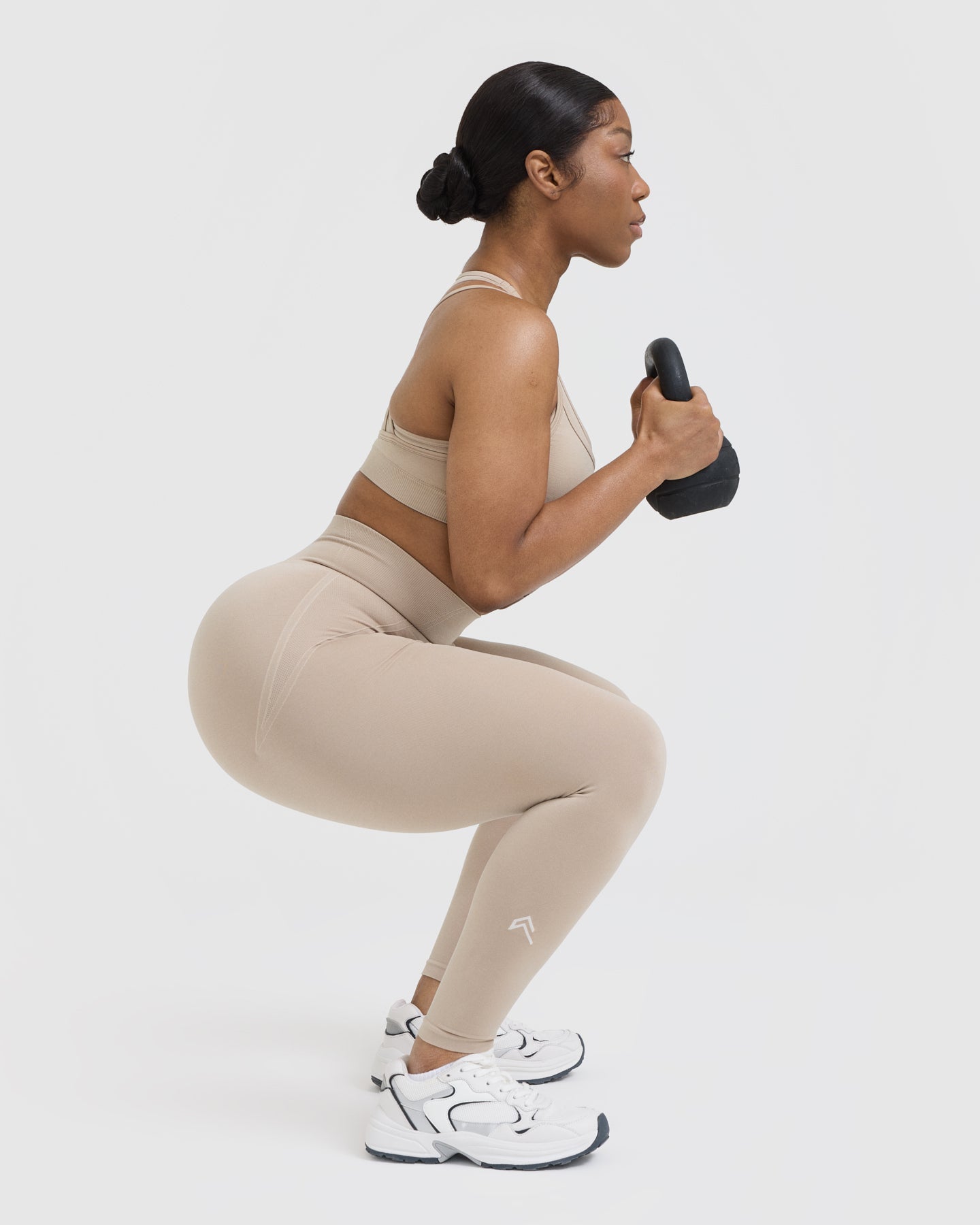 EffortlessLift Seamless Leggings with White Logo | Mushroom Brown - Image 6