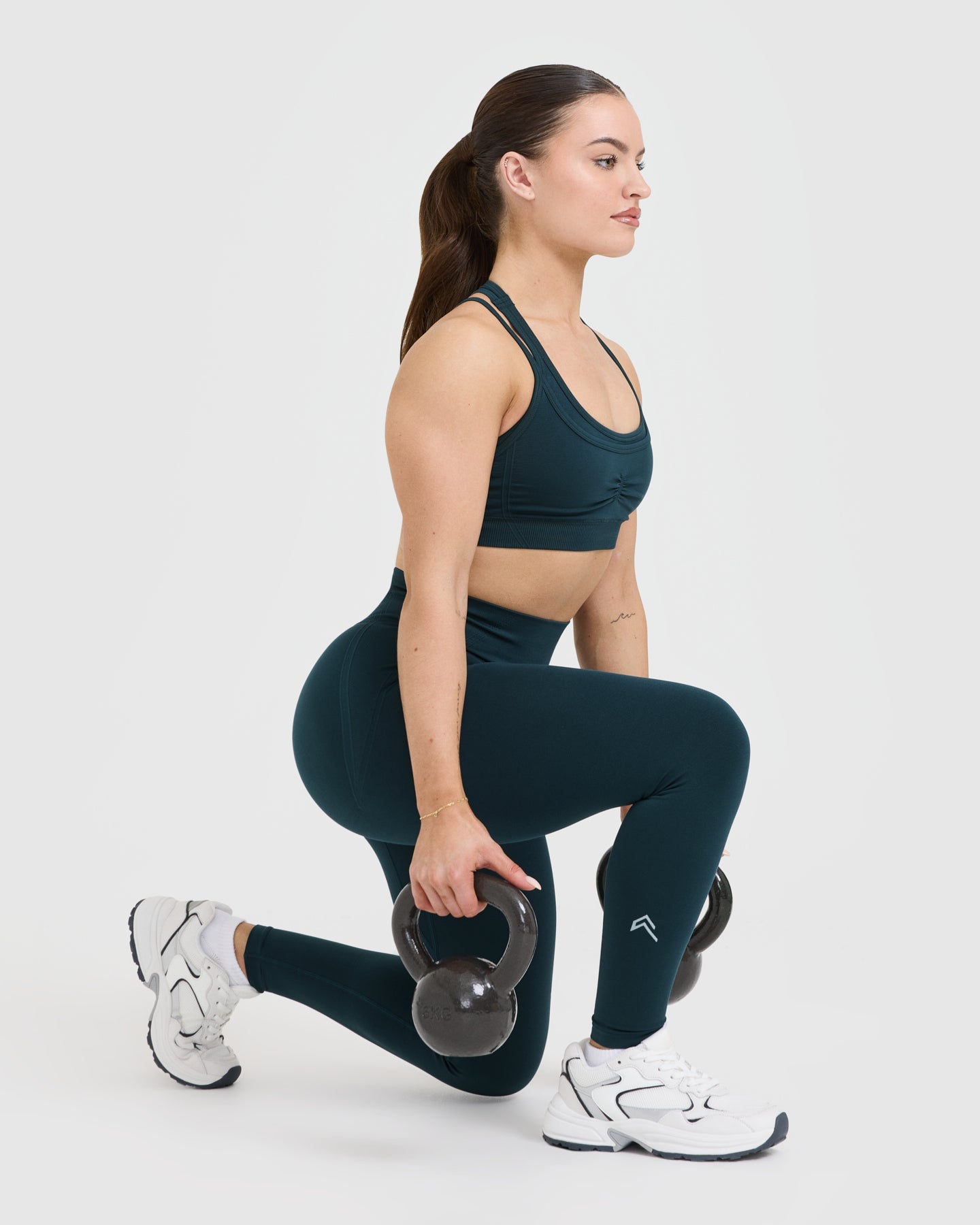 EffortlessLift Seamless Leggings with White Logo | Oil Blue - Image 6