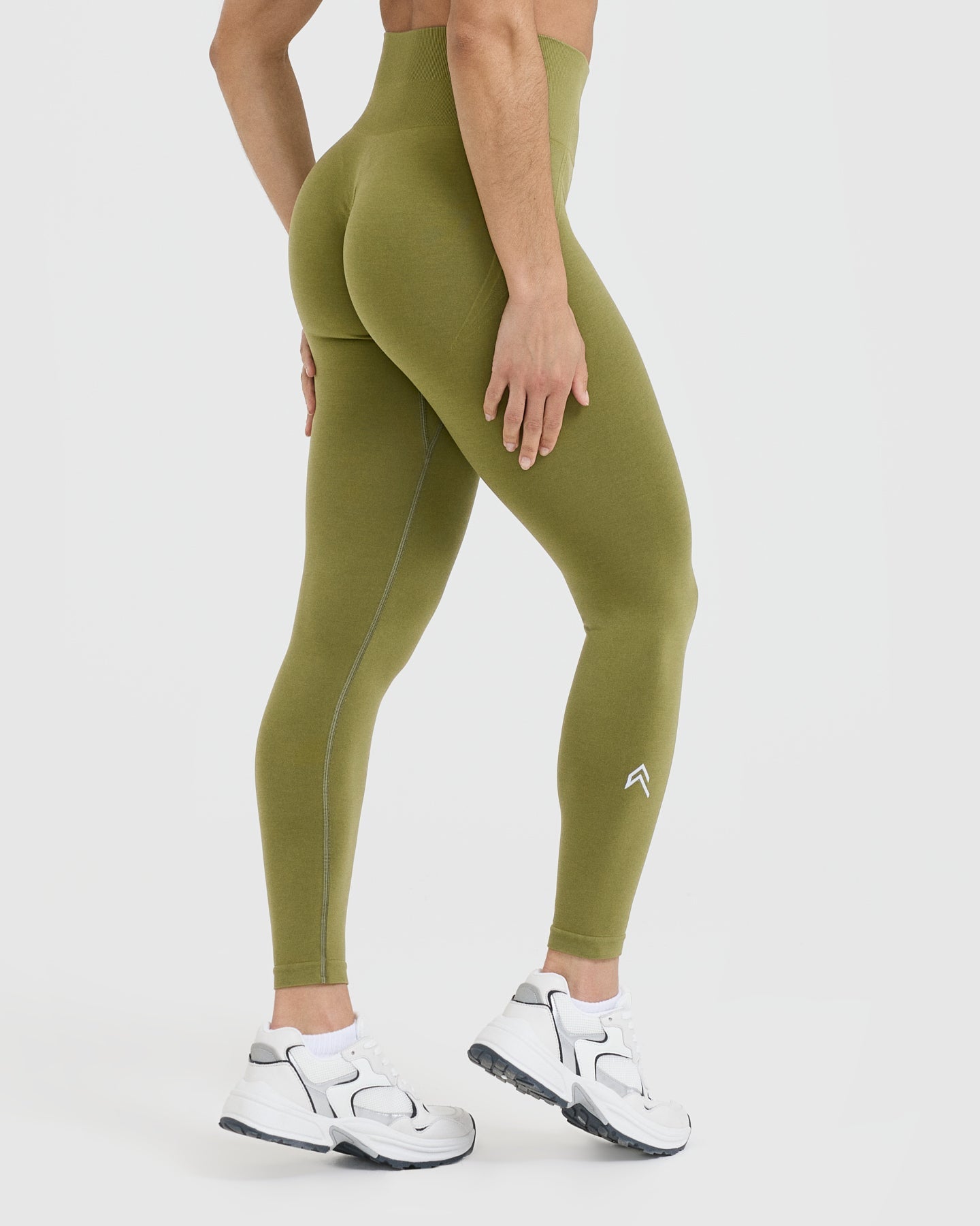 Alternative view of EffortlessLift Seamless Leggings with White Logo | Olive Green