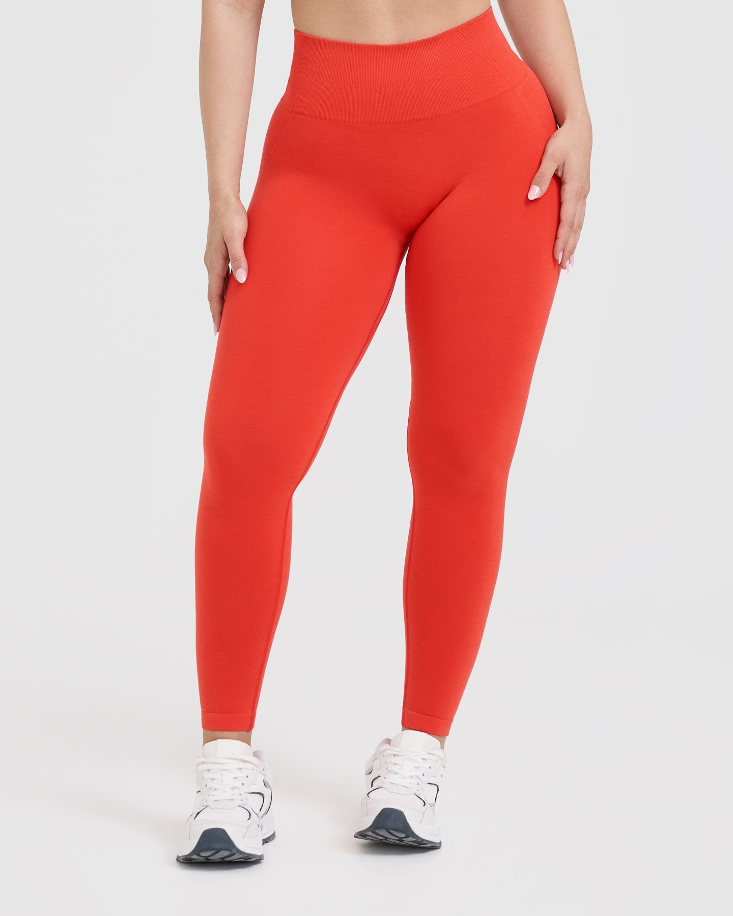 EffortlessLift Seamless Leggings with White Logo | Charged Orange