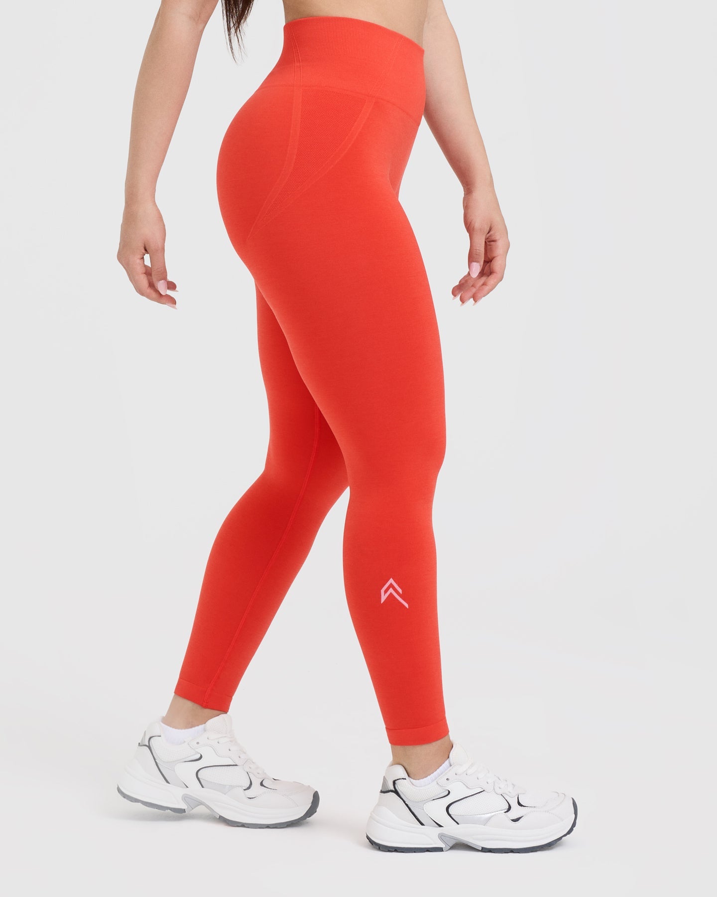 EffortlessLift Seamless Leggings with White Logo | Charged Orange - Image 3