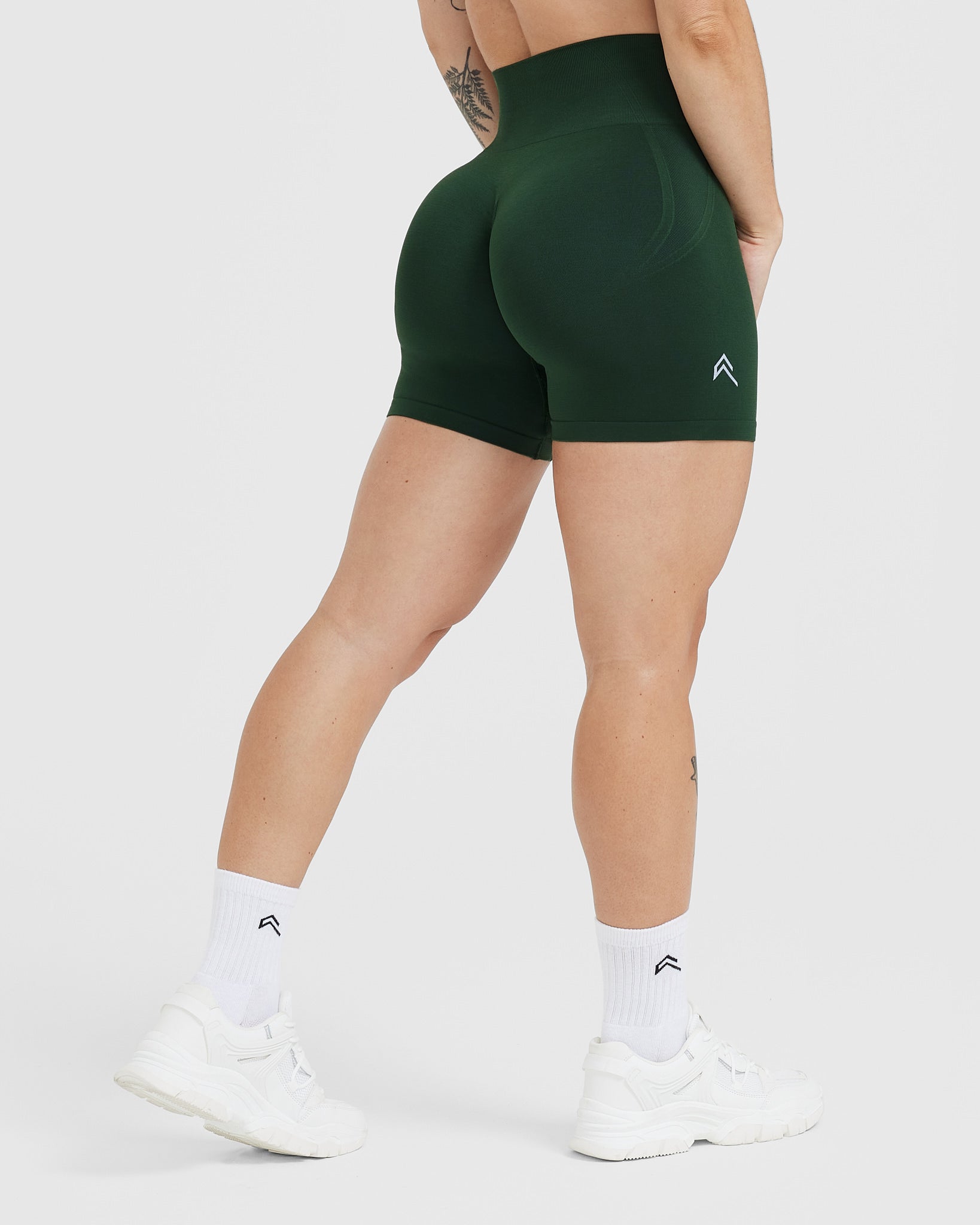 Alternative view of EffortlessLift Seamless Shorts with White Logo | Evergreen