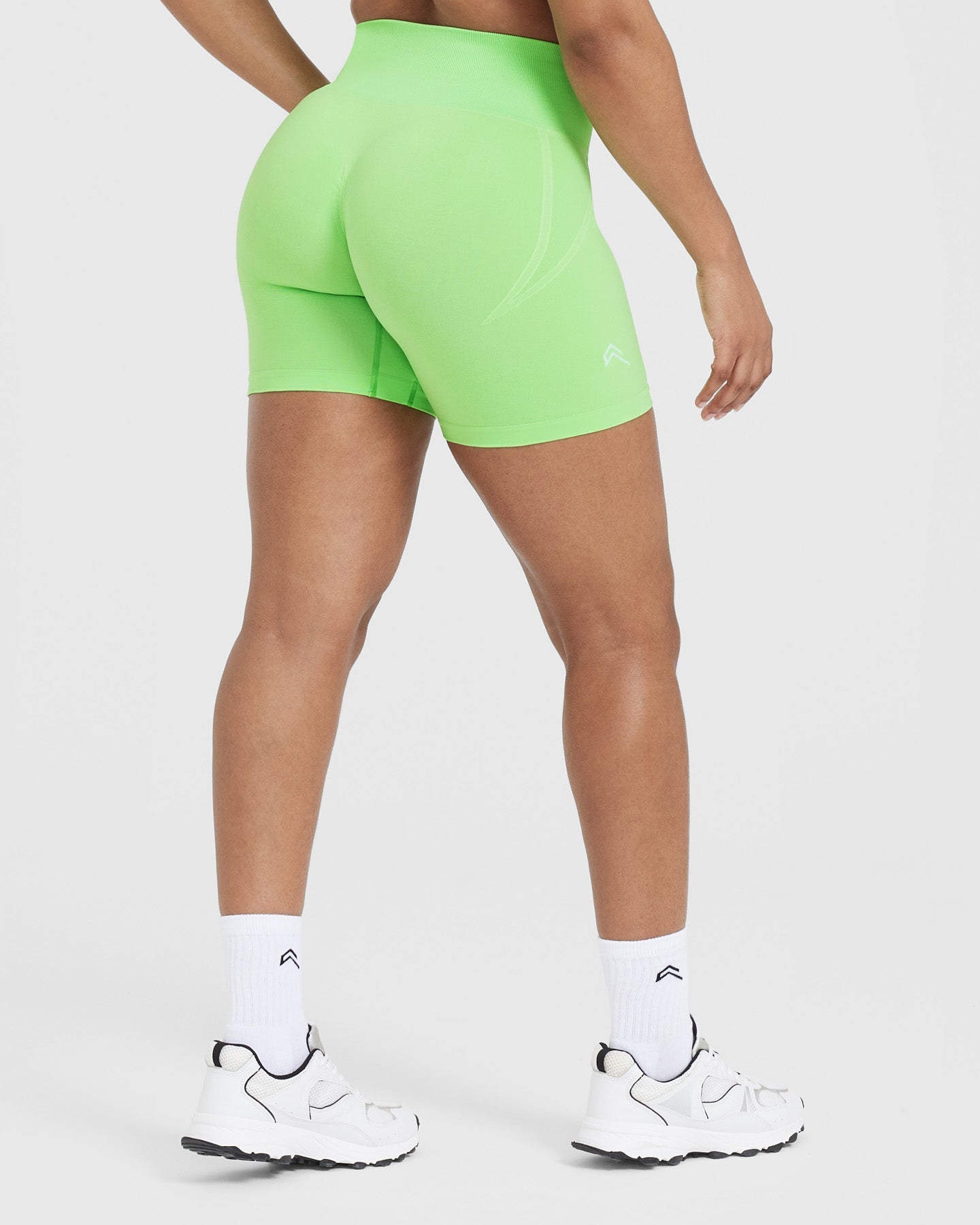 Alternative view of EffortlessLift Seamless Shorts with White Logo | Apple Green