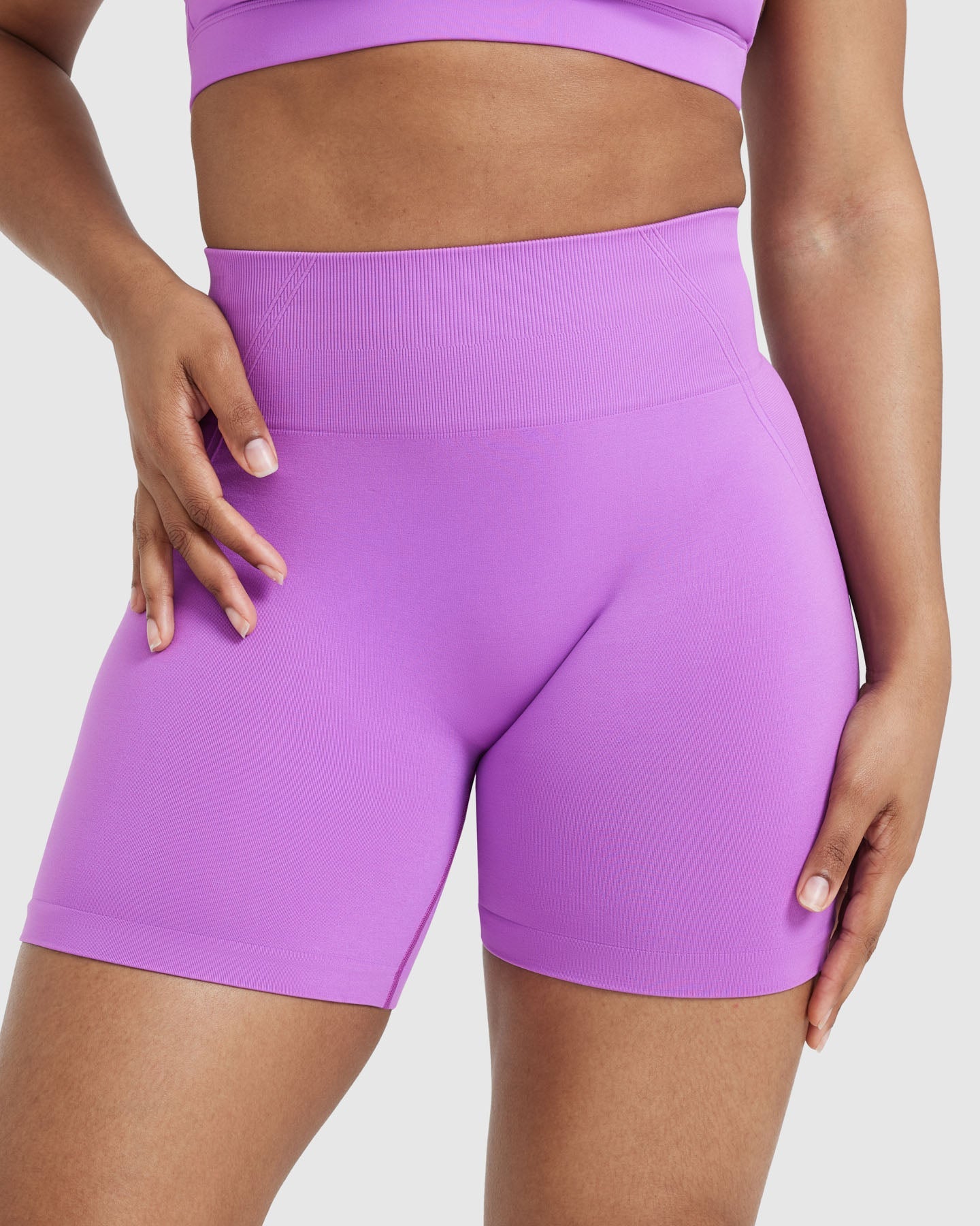 EffortlessLift Seamless Shorts with White Logo | Grape Purple - Image 4