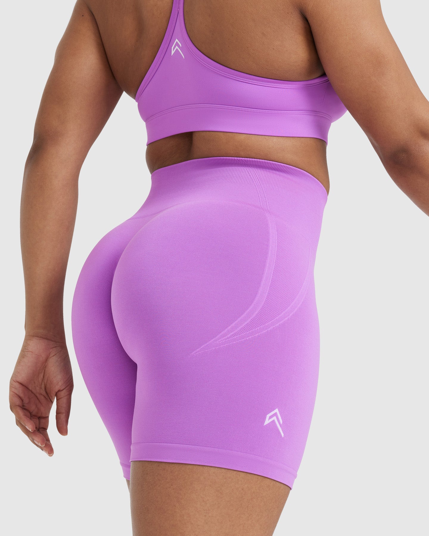 EffortlessLift Seamless Shorts with White Logo | Grape Purple - Image 5