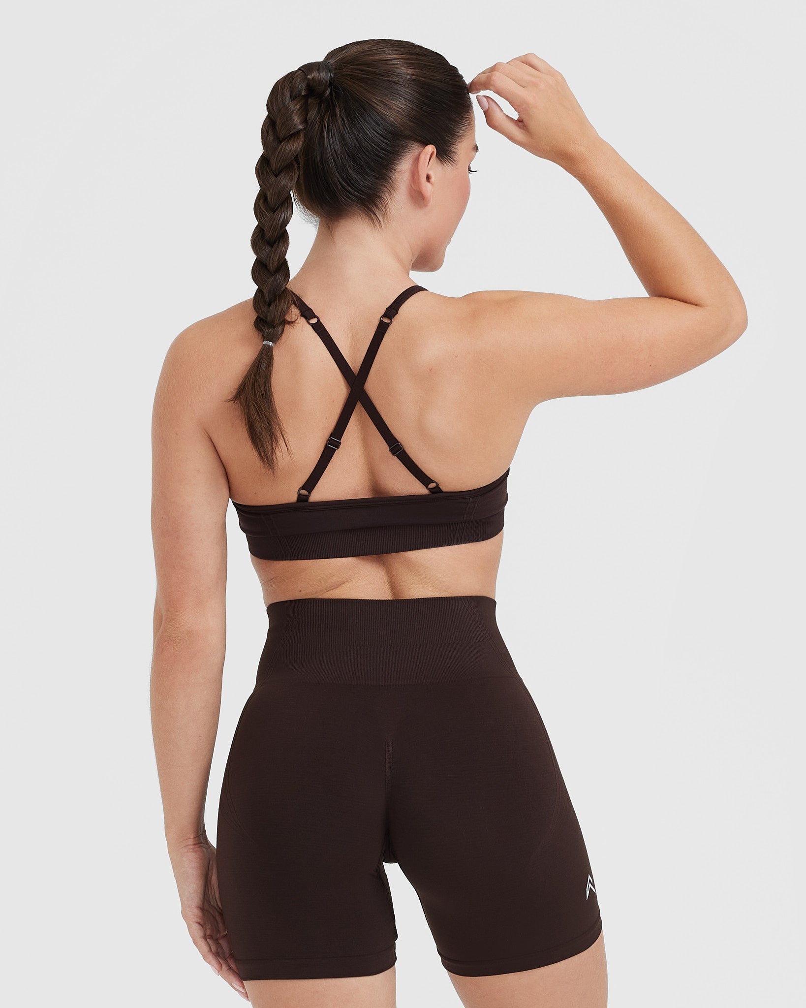 EffortlessLift Strappy Bralette with White Logo | 70% Cocoa - Image 2