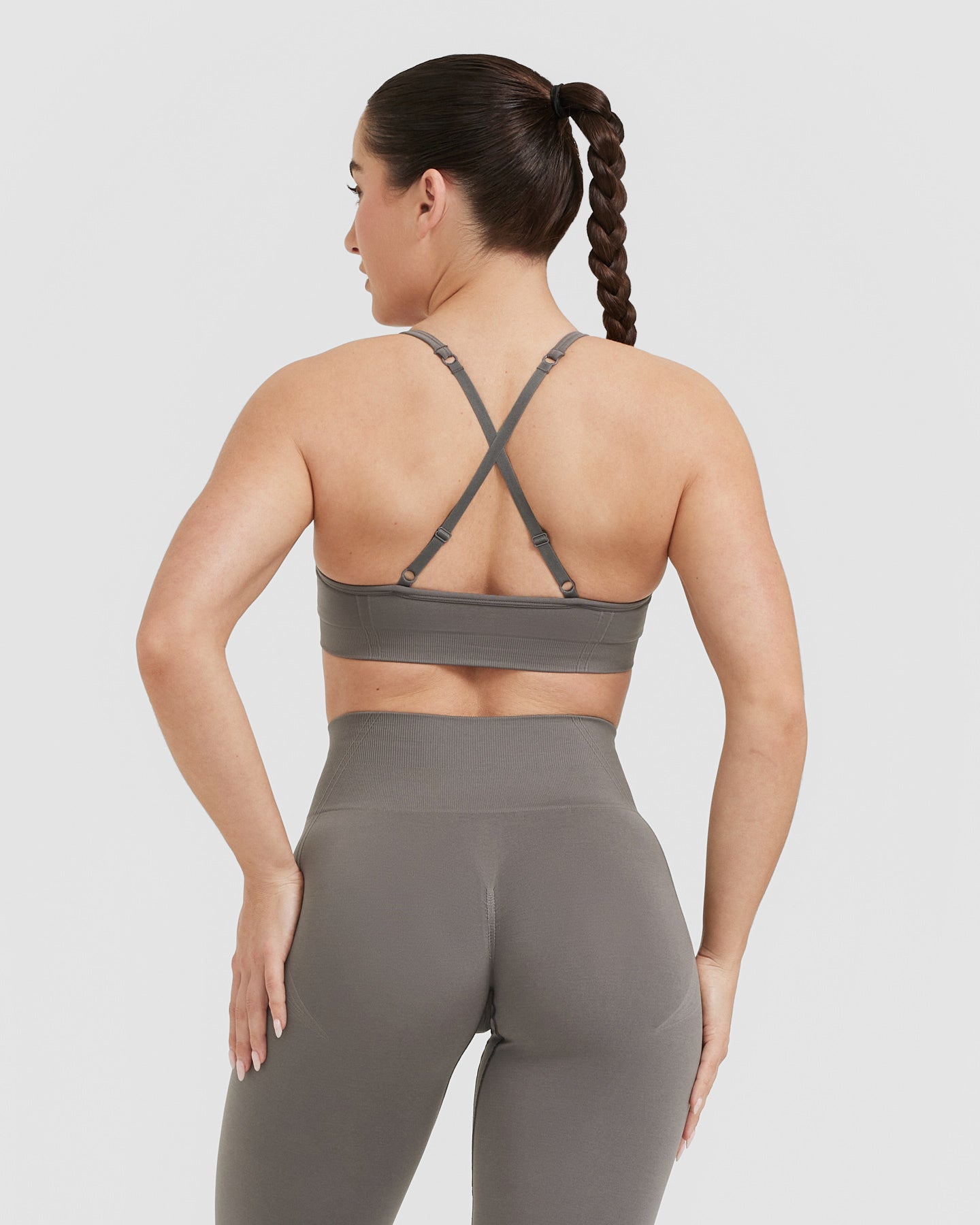 EffortlessLift Strappy Bralette with White Logo | Ash Grey - Image 2