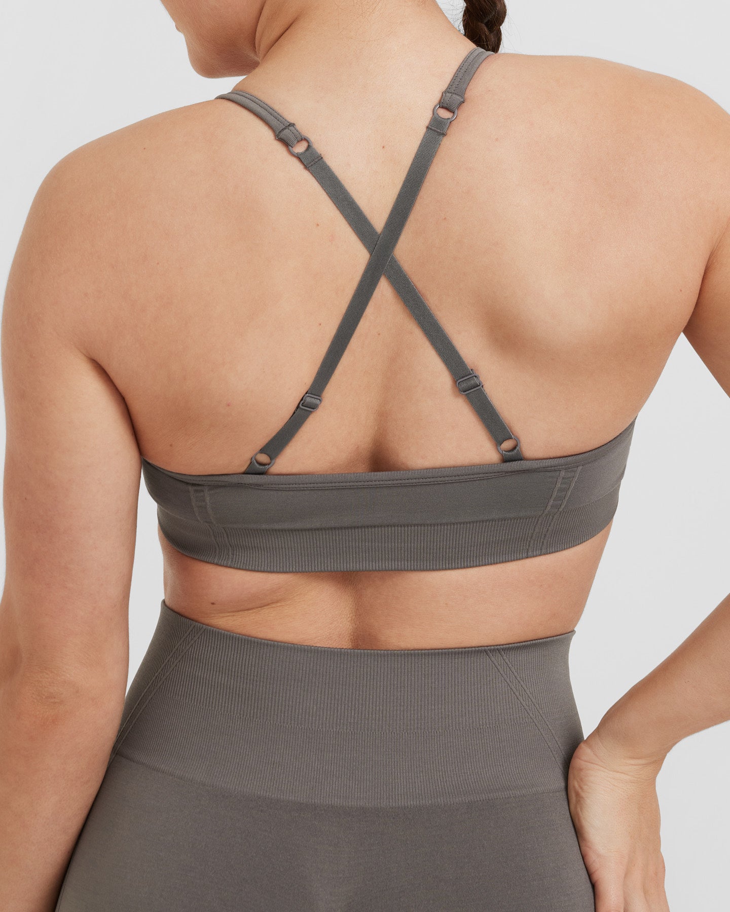 EffortlessLift Strappy Bralette with White Logo | Ash Grey - Image 5