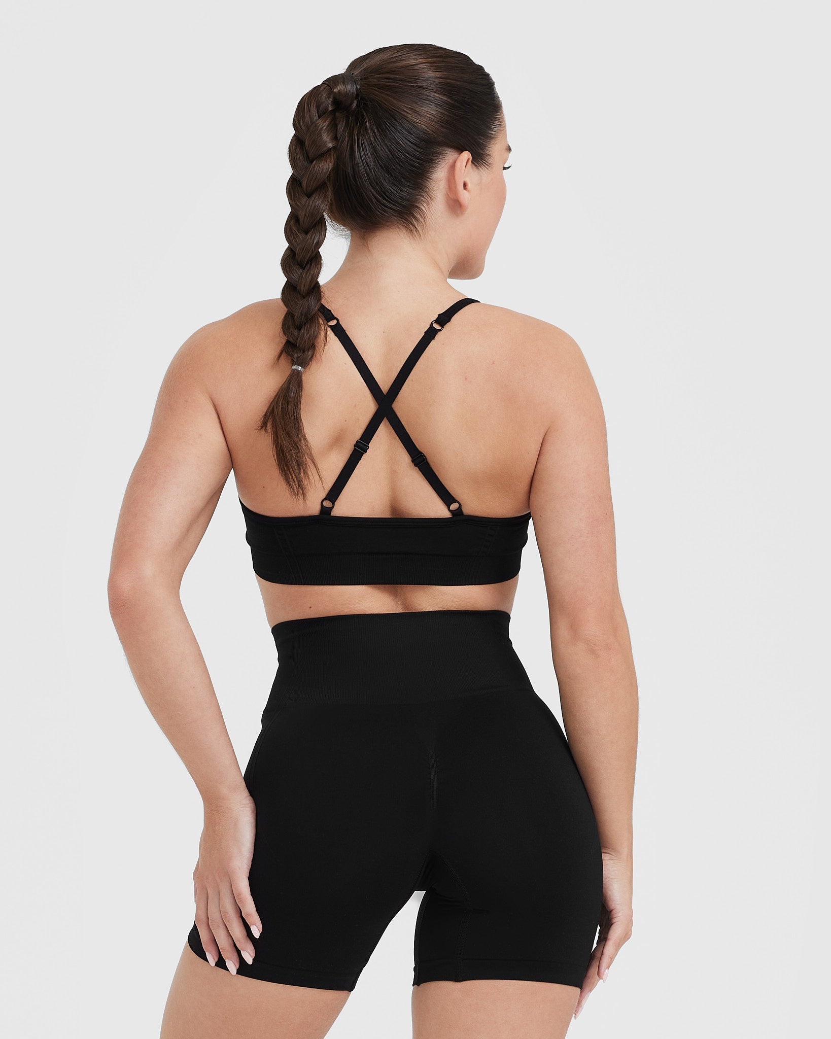 EffortlessLift Strappy Bralette with White Logo | Black - Image 2