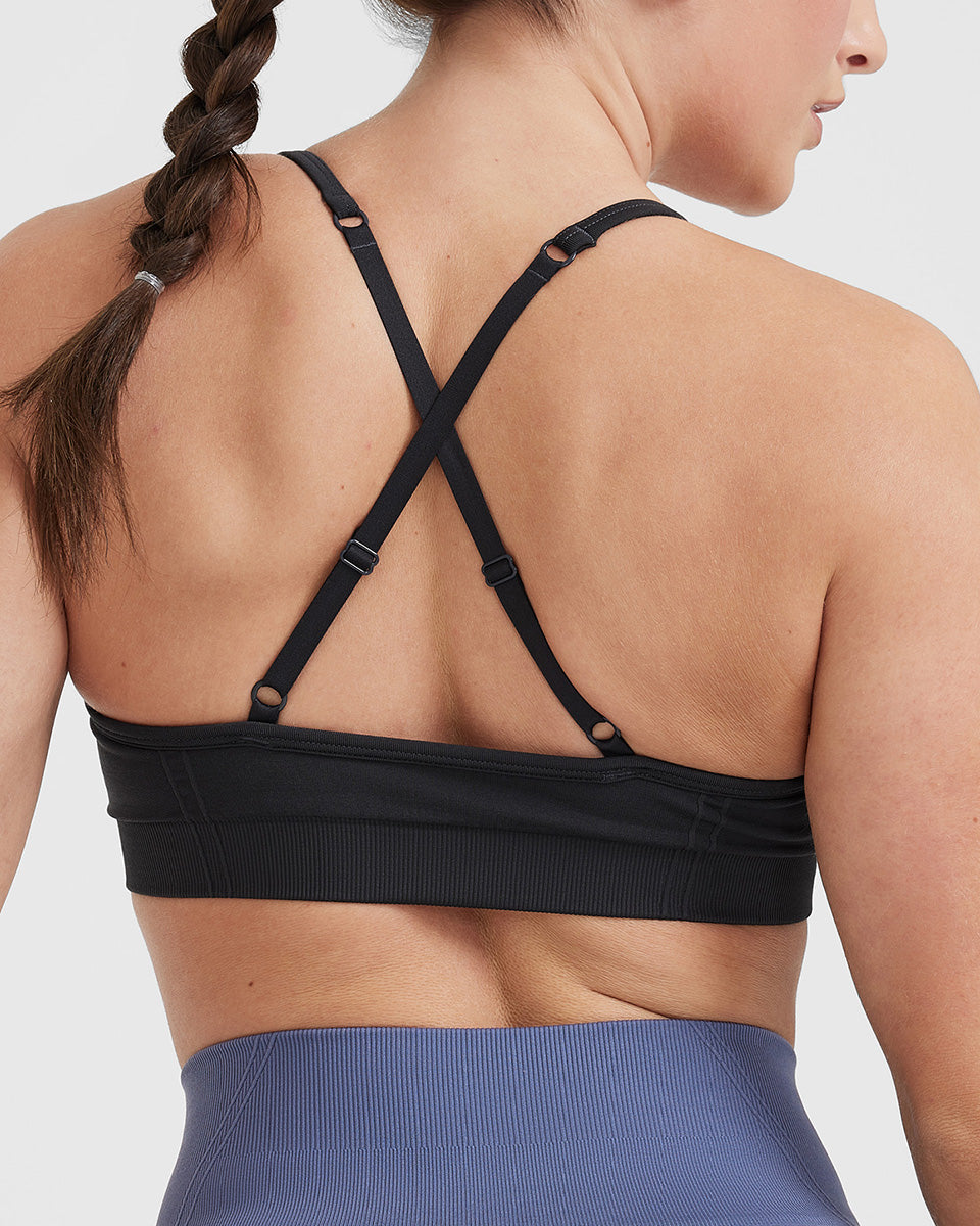 EffortlessLift Strappy Bralette with White Logo | Coal - Image 5