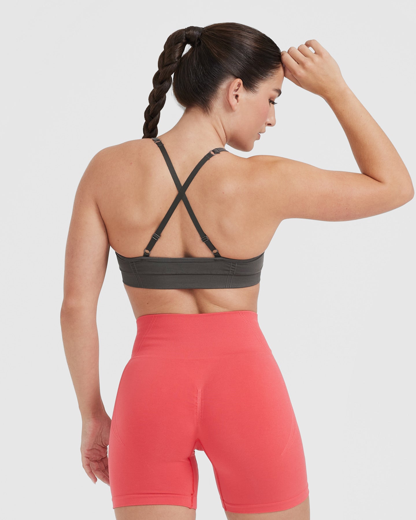 EffortlessLift Strappy Bralette with White Logo | Deep Taupe - Image 2