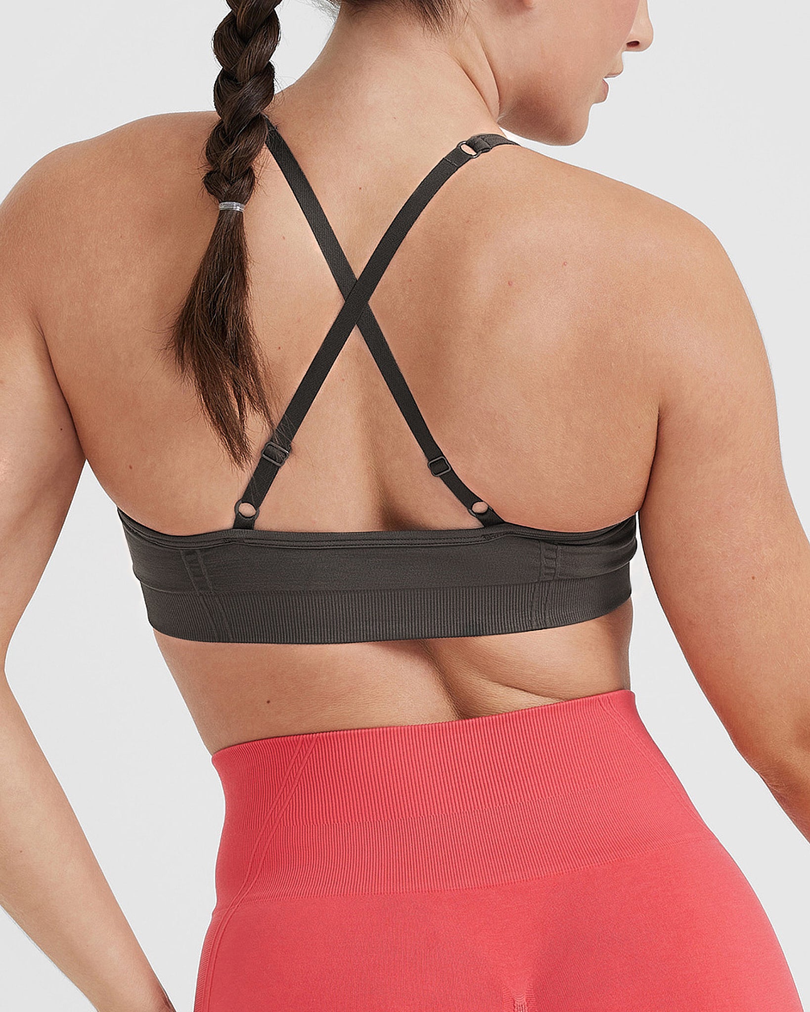 EffortlessLift Strappy Bralette with White Logo | Deep Taupe - Image 5