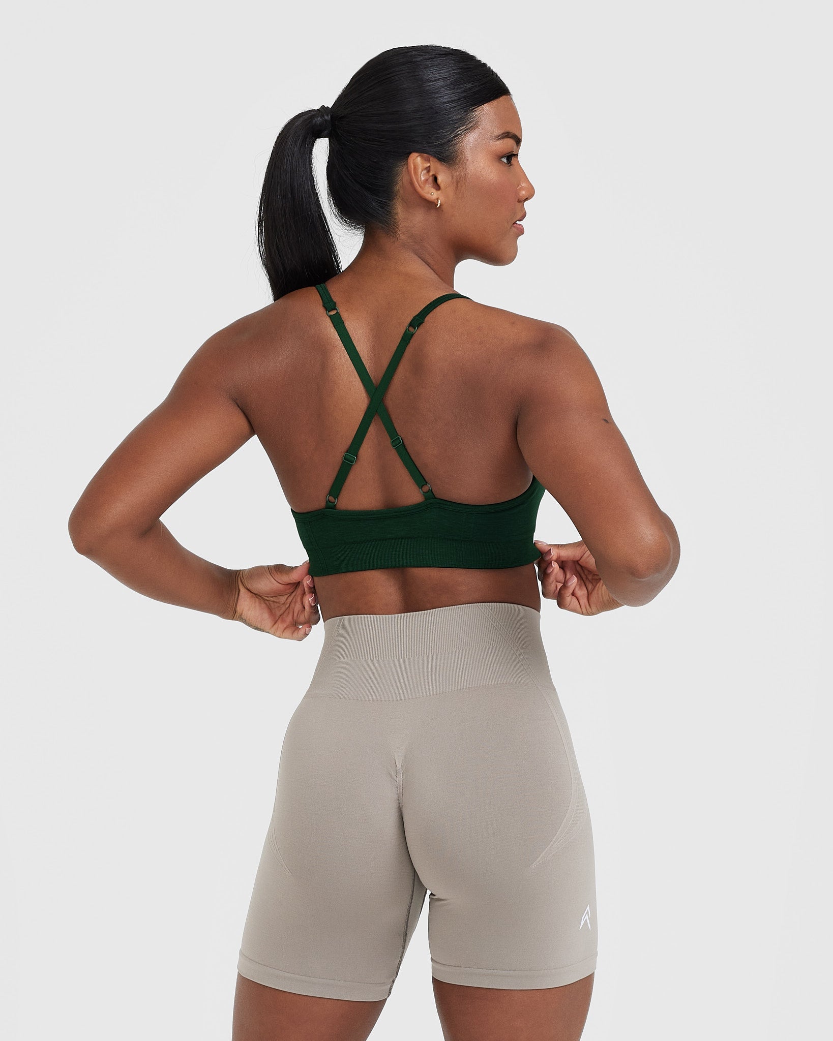 EffortlessLift Strappy Bralette with White Logo | Evergreen - Image 2