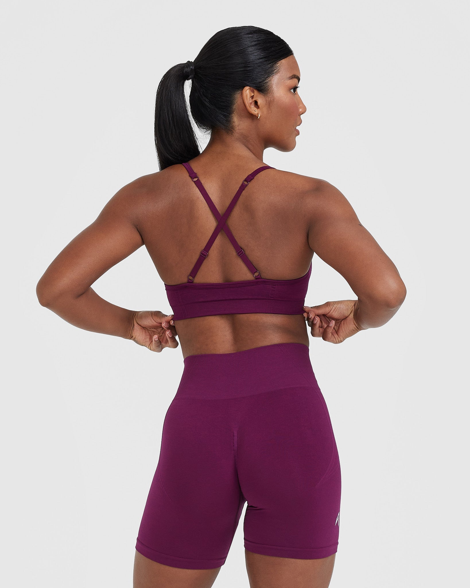 EffortlessLift Strappy Bralette with White Logo | Ripe Fig - Image 2