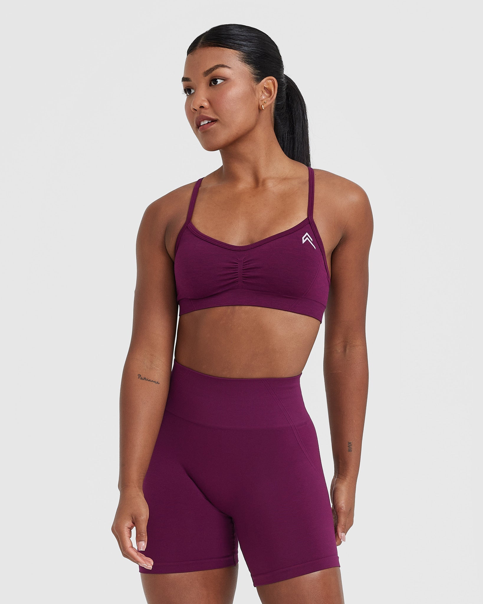 EffortlessLift Strappy Bralette with White Logo | Ripe Fig - Image 3