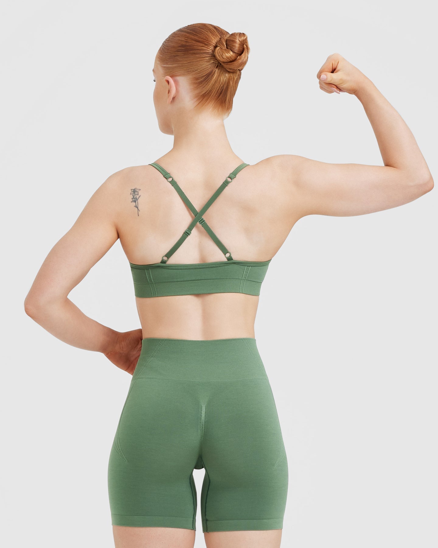 EffortlessLift Strappy Bralette with White Logo | Forest Green - Image 2