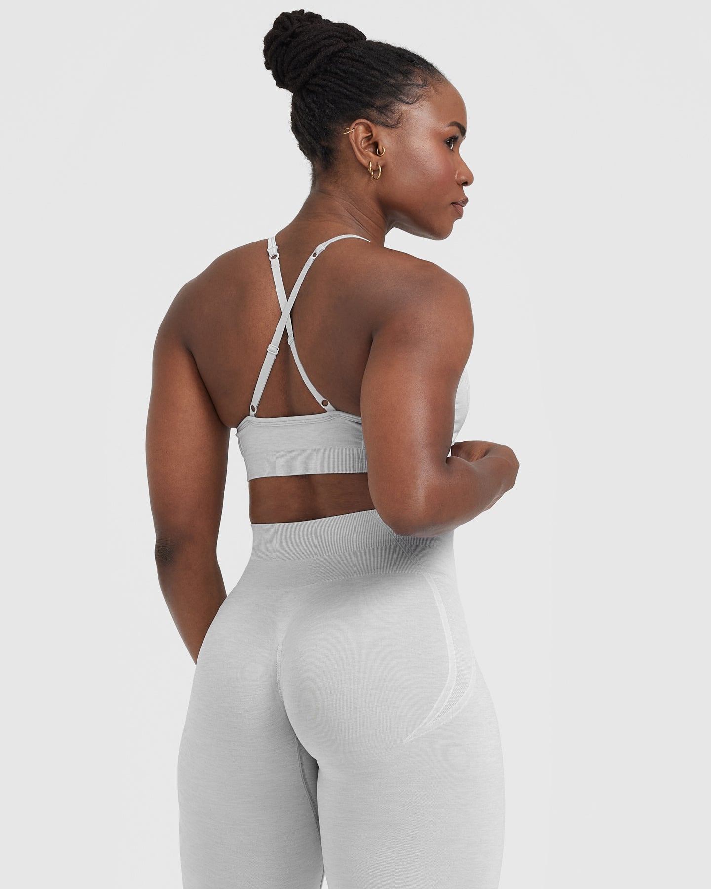 EffortlessLift Strappy Bralette with White Logo | Grey Marl - Image 2