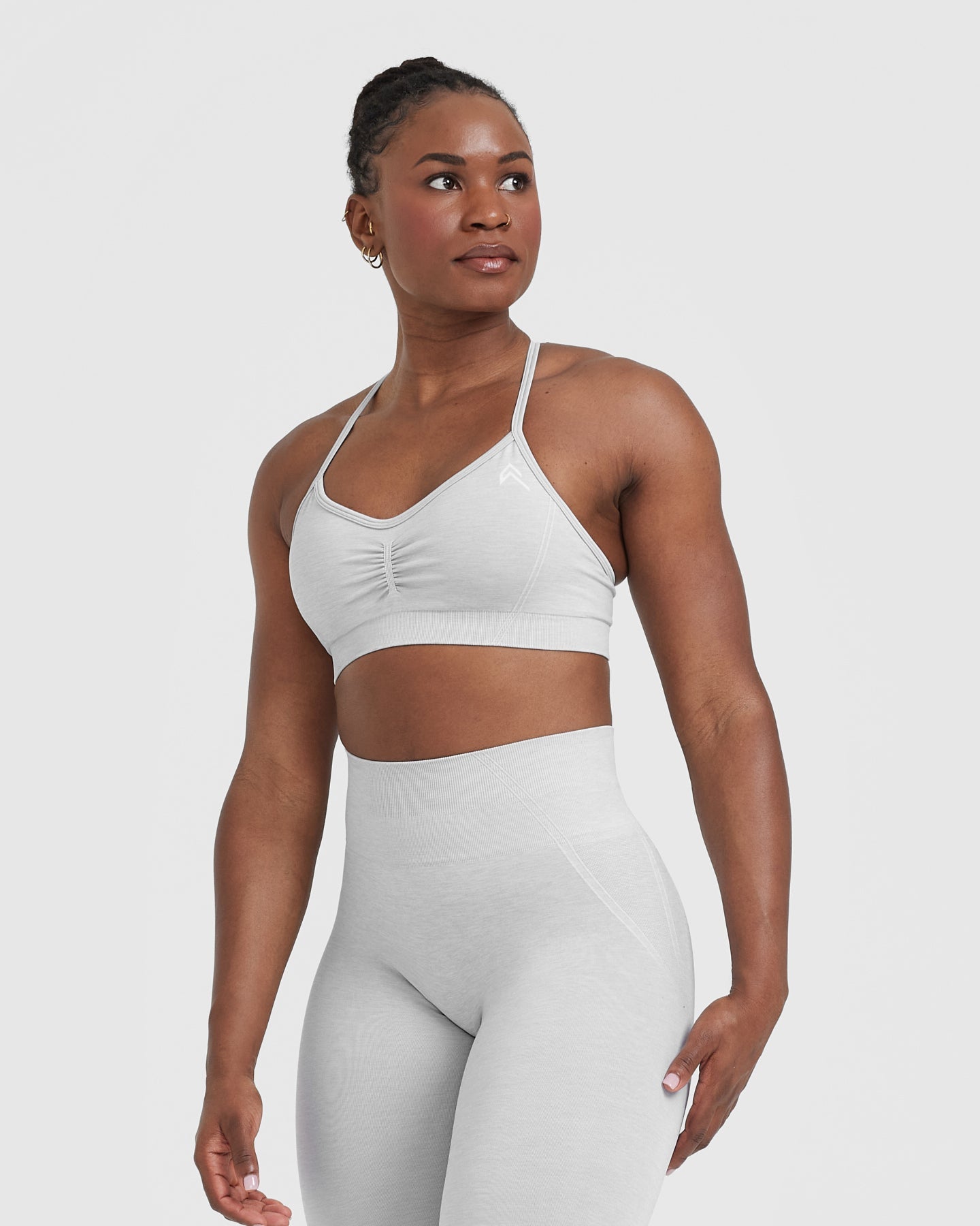 EffortlessLift Strappy Bralette with White Logo | Grey Marl - Image 3