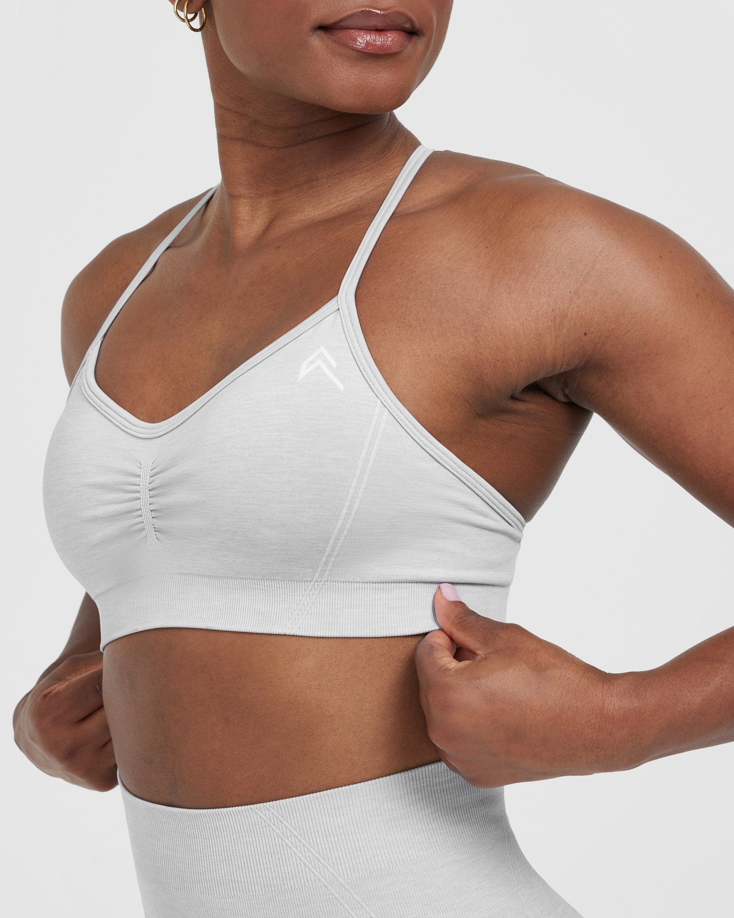 EffortlessLift Strappy Bralette with White Logo | Grey Marl - Image 4