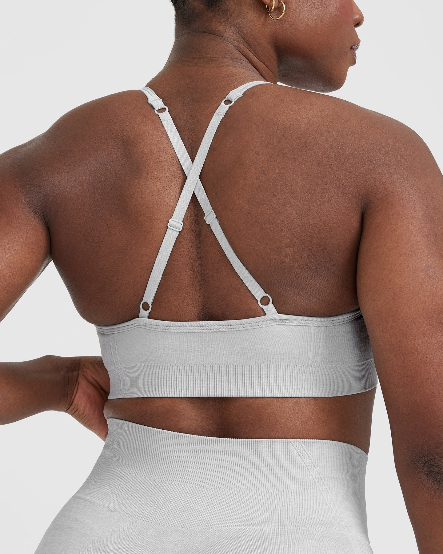 EffortlessLift Strappy Bralette with White Logo | Grey Marl - Image 5