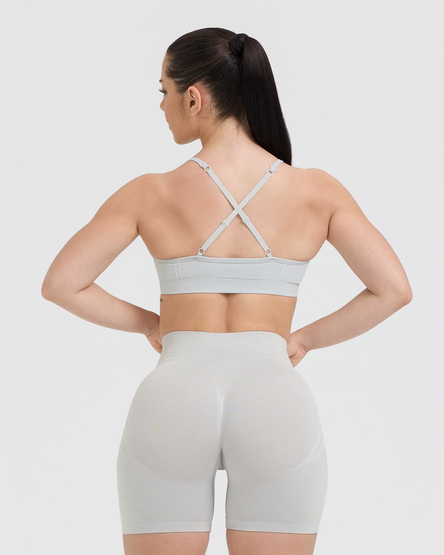 EffortlessLift Strappy Bralette with White Logo | Light Grey Marl - Image 2