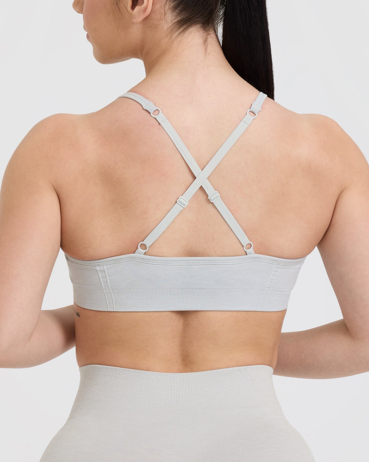 EffortlessLift Strappy Bralette with White Logo | Light Grey Marl - Image 5