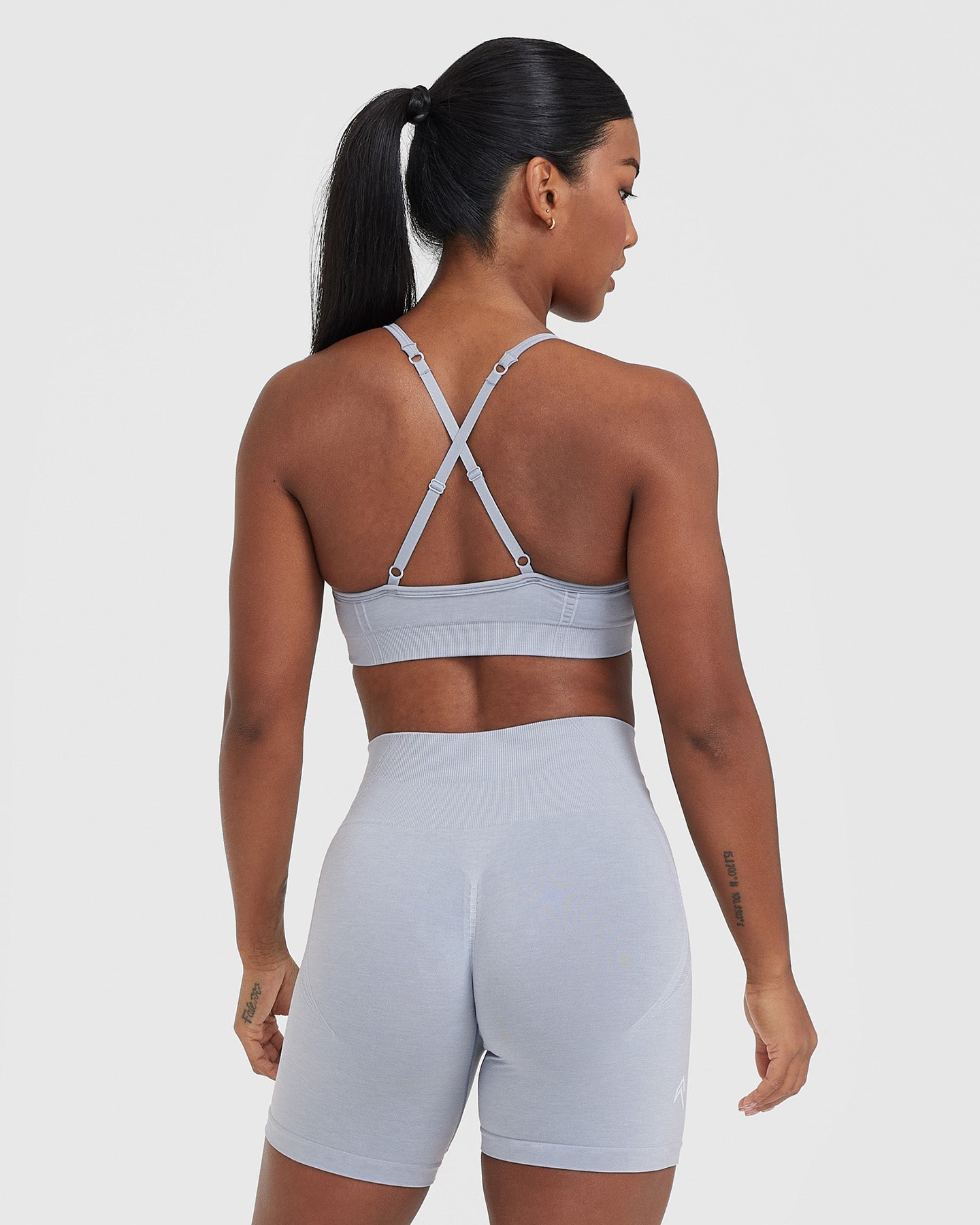 EffortlessLift Strappy Bralette with White Logo | Metal Grey - Image 2