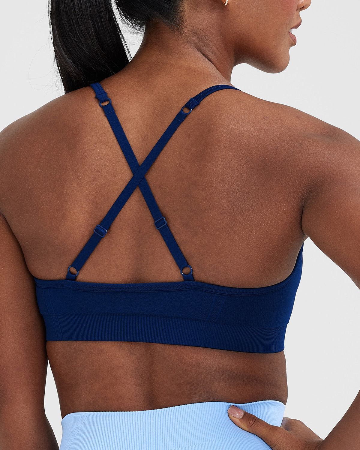 EffortlessLift Strappy Bralette with White Logo | Midnight - Image 5