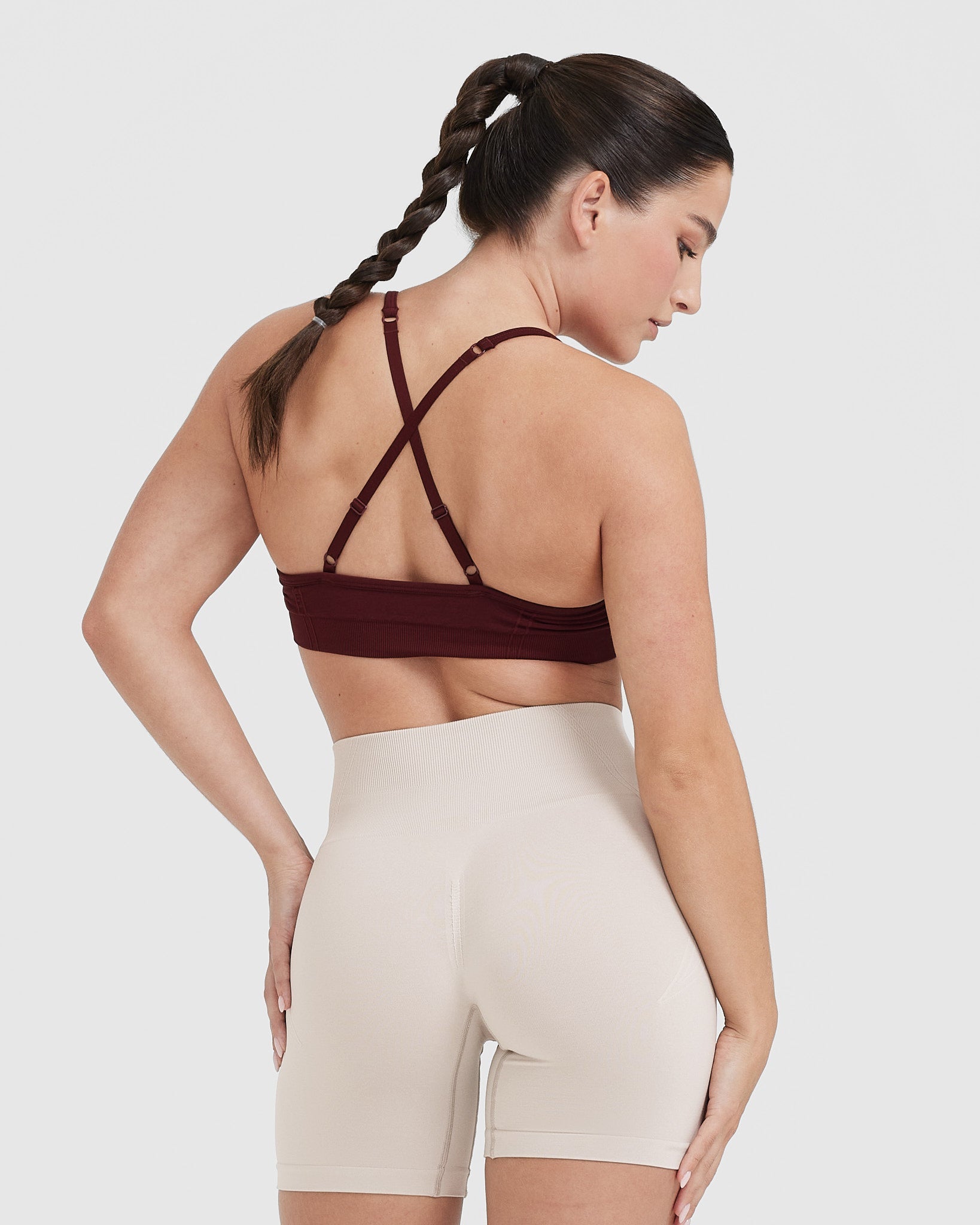 EffortlessLift Strappy Bralette with White Logo | Rosewood - Image 2