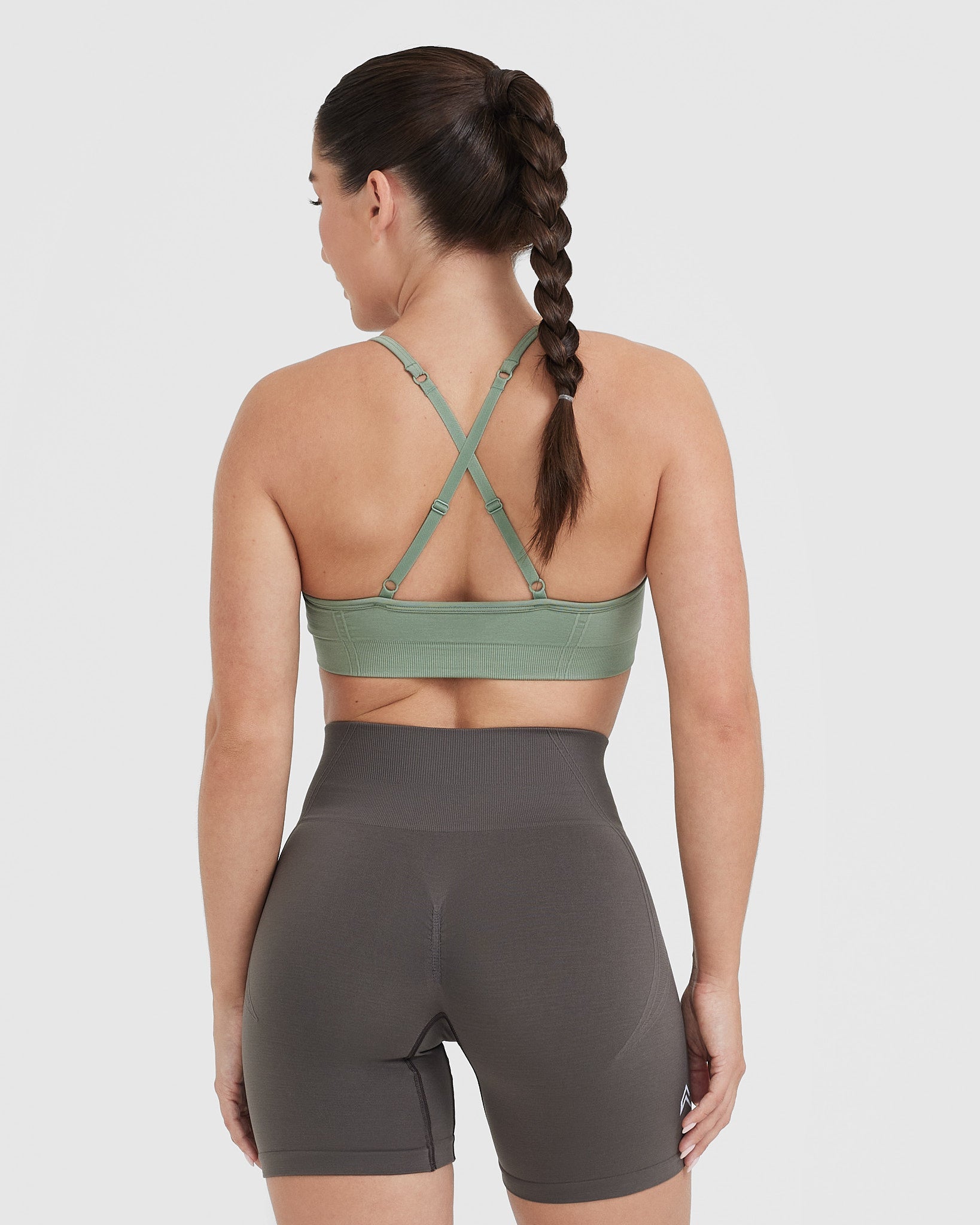 EffortlessLift Strappy Bralette with White Logo | Sage - Image 2