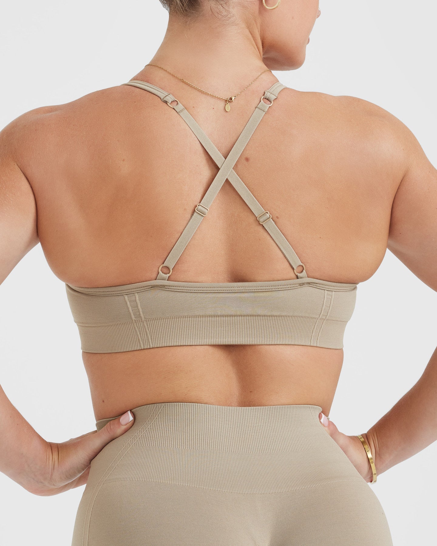 EffortlessLift Strappy Bralette with White Logo | Washed Sandstone - Image 5