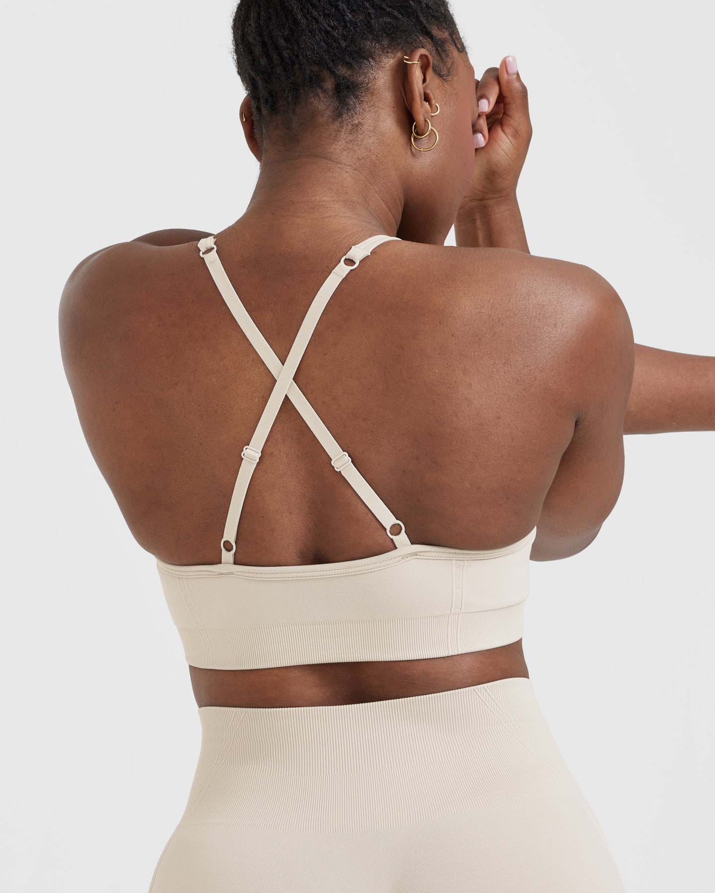 EffortlessLift Strappy Bralette with White Logo | Sand - Image 5