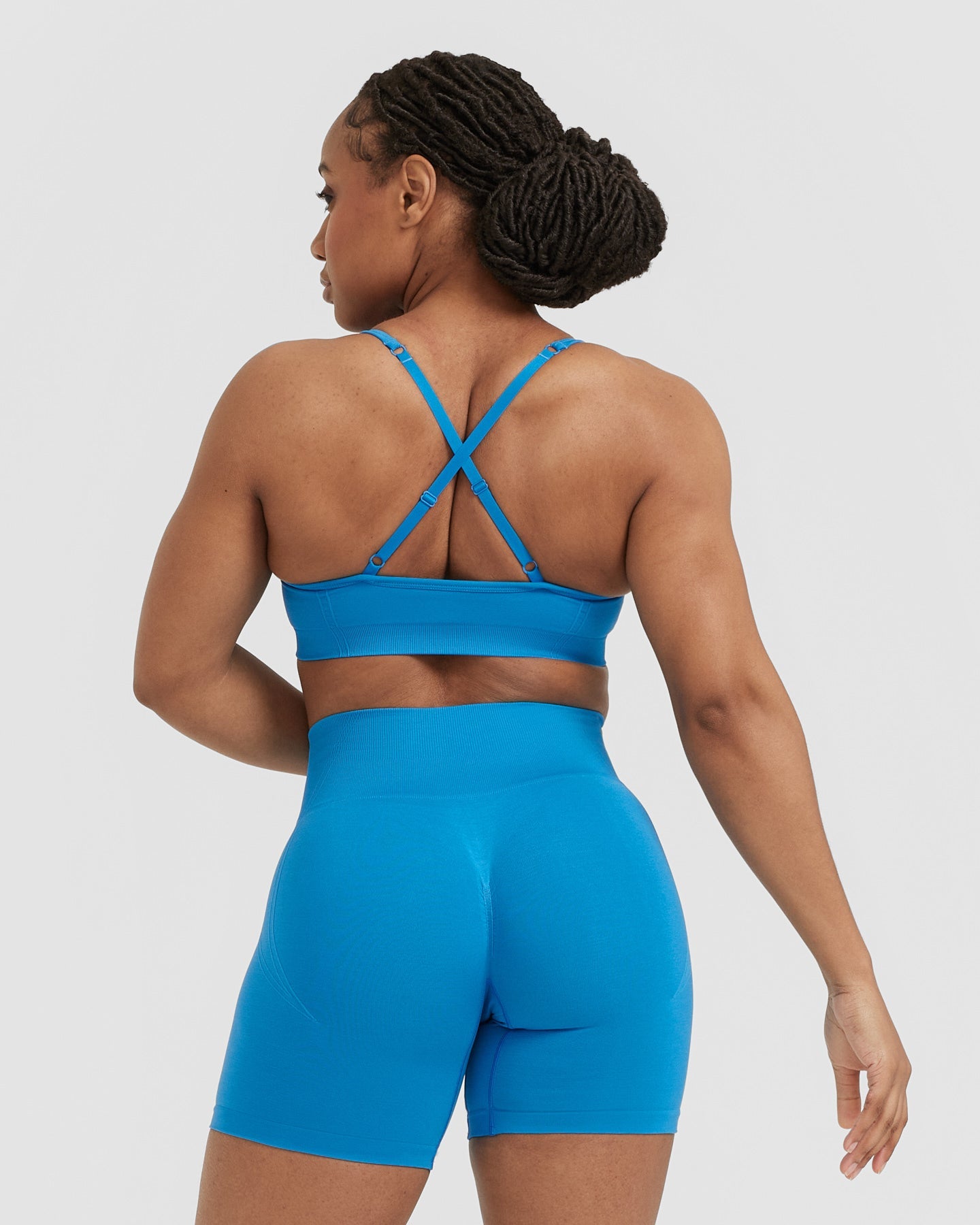 EffortlessLift Strappy Bralette with White Logo | Tropical Blue - Image 2