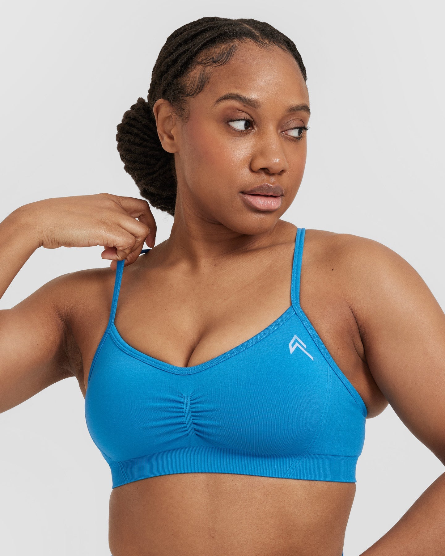 EffortlessLift Strappy Bralette with White Logo | Tropical Blue - Image 4