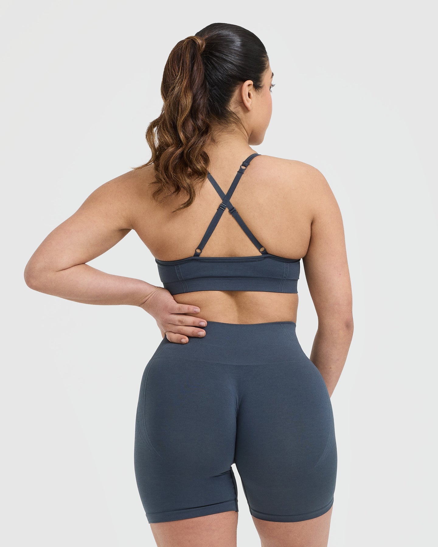 EffortlessLift Strappy Bralette with White Logo | True Blue - Image 2
