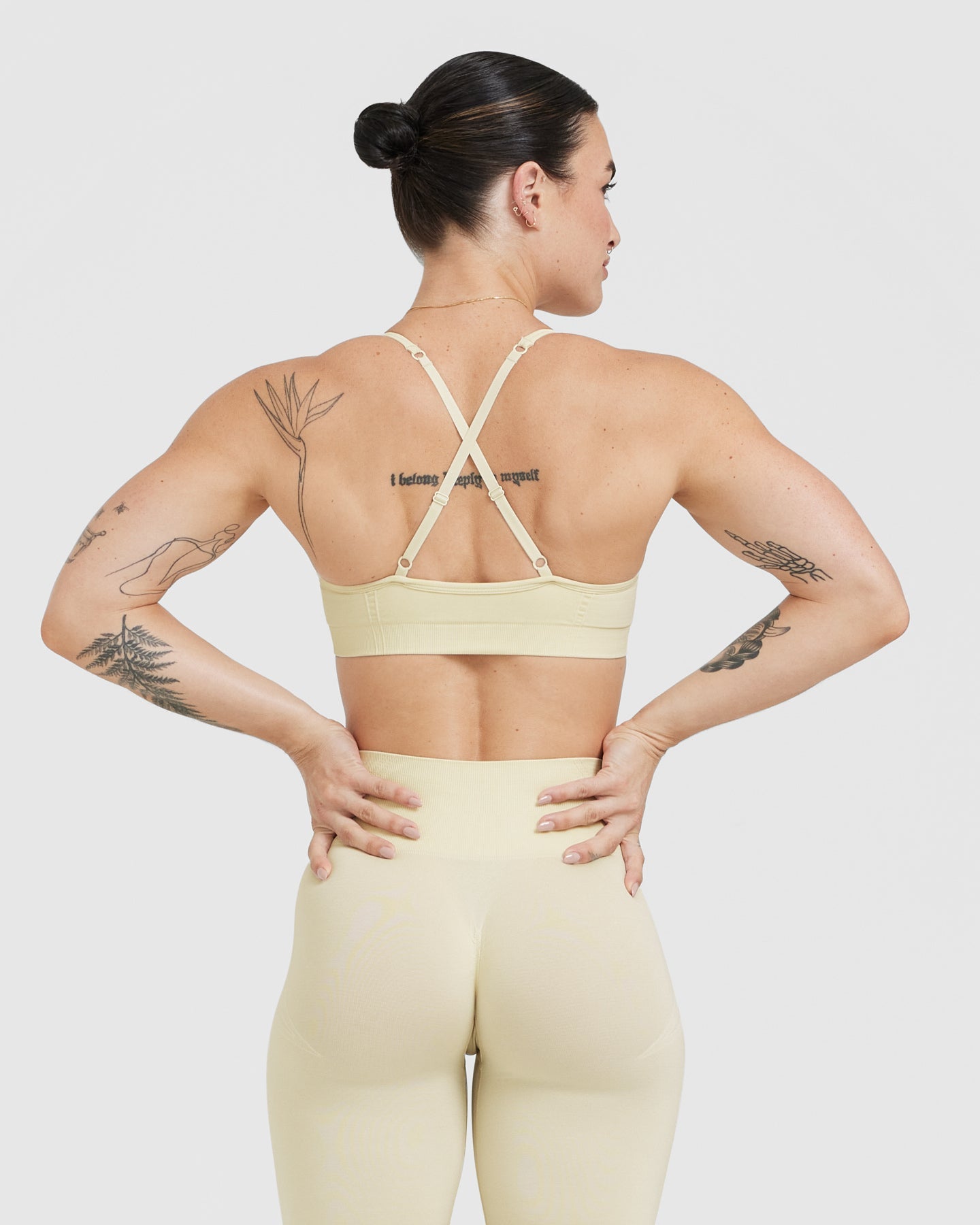 EffortlessLift Strappy Bralette with White Logo | Vanilla - Image 2