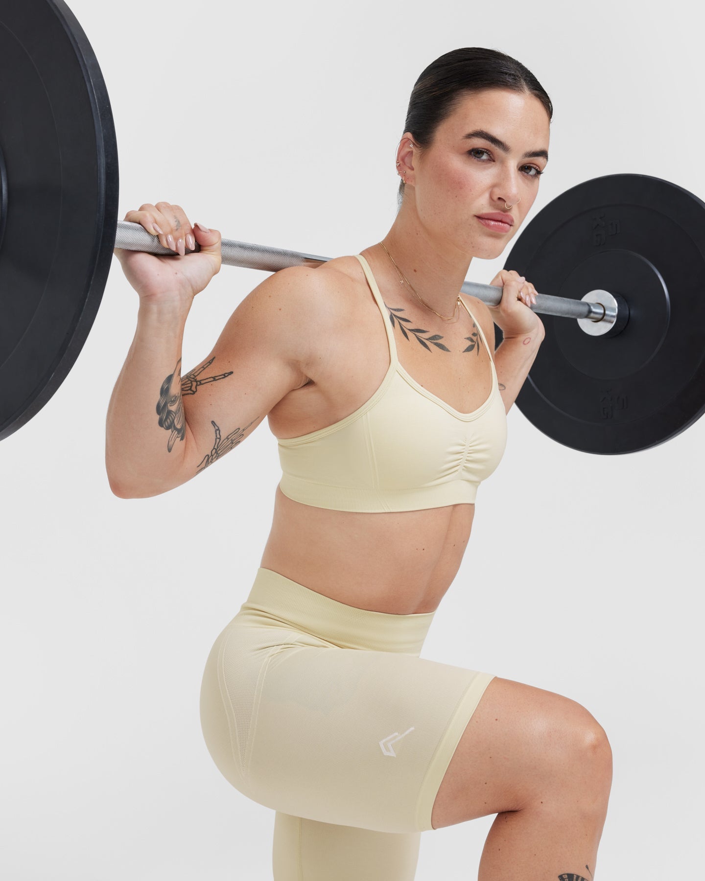 EffortlessLift Strappy Bralette with White Logo | Vanilla - Image 3