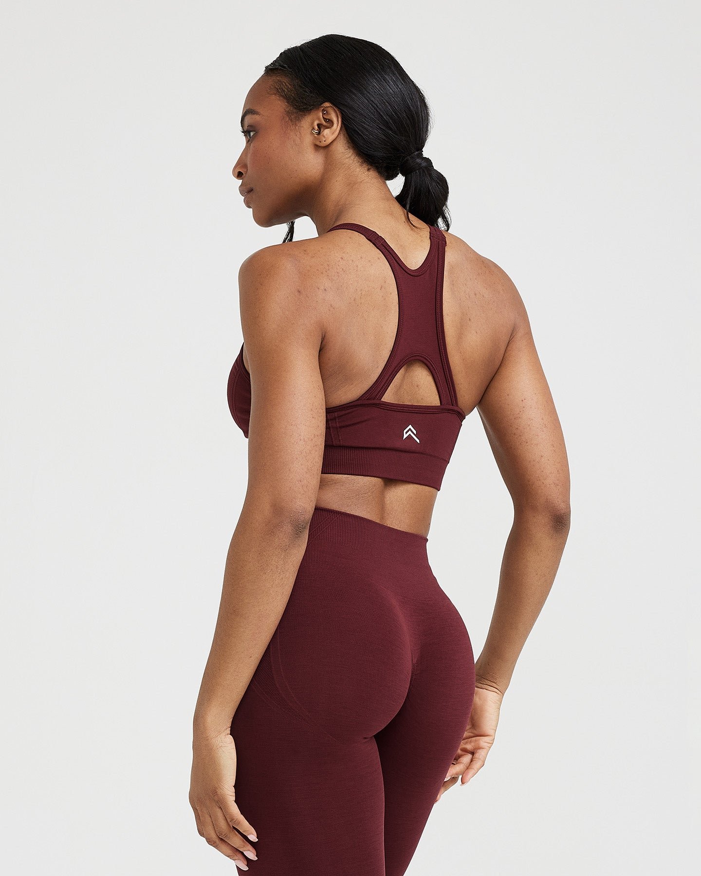 EffortlessLift Seamless High Neck Bralette with White Logo | Rosewood - Image 4