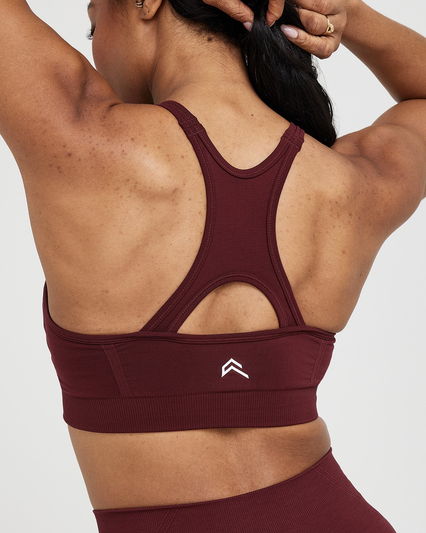 EffortlessLift Seamless High Neck Bralette with White Logo | Rosewood - Image 5