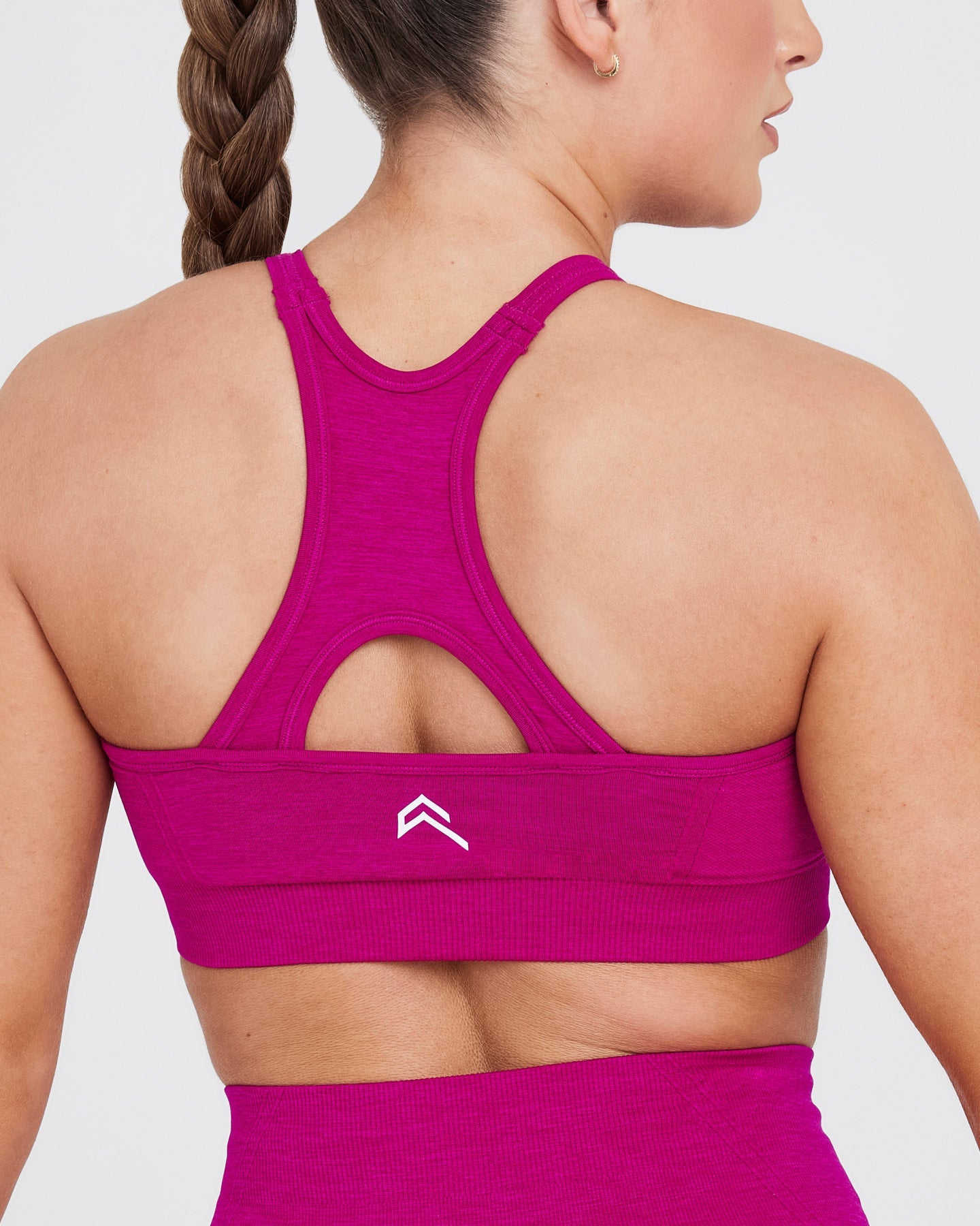 EffortlessLift Seamless High Neck Bralette with White Logo | Fuchsia - Image 5