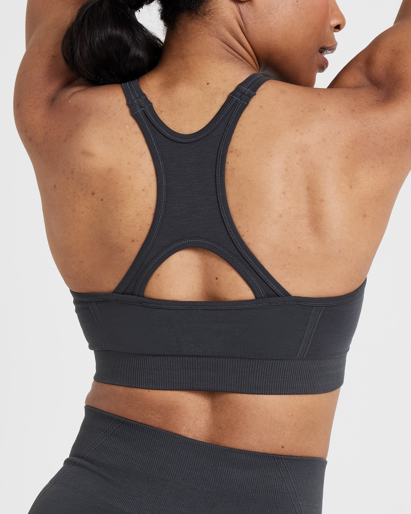 EffortlessLift Seamless High Neck Bralette with White Logo | Coal - Image 5