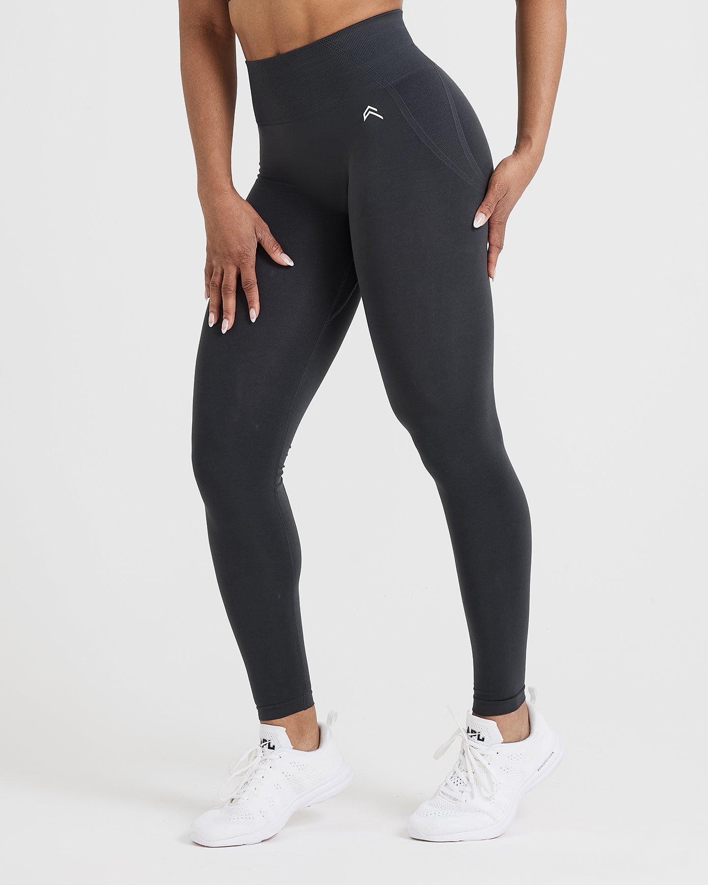EffortlessLift Seamless Leggings with White Logo | Coal - Image 3