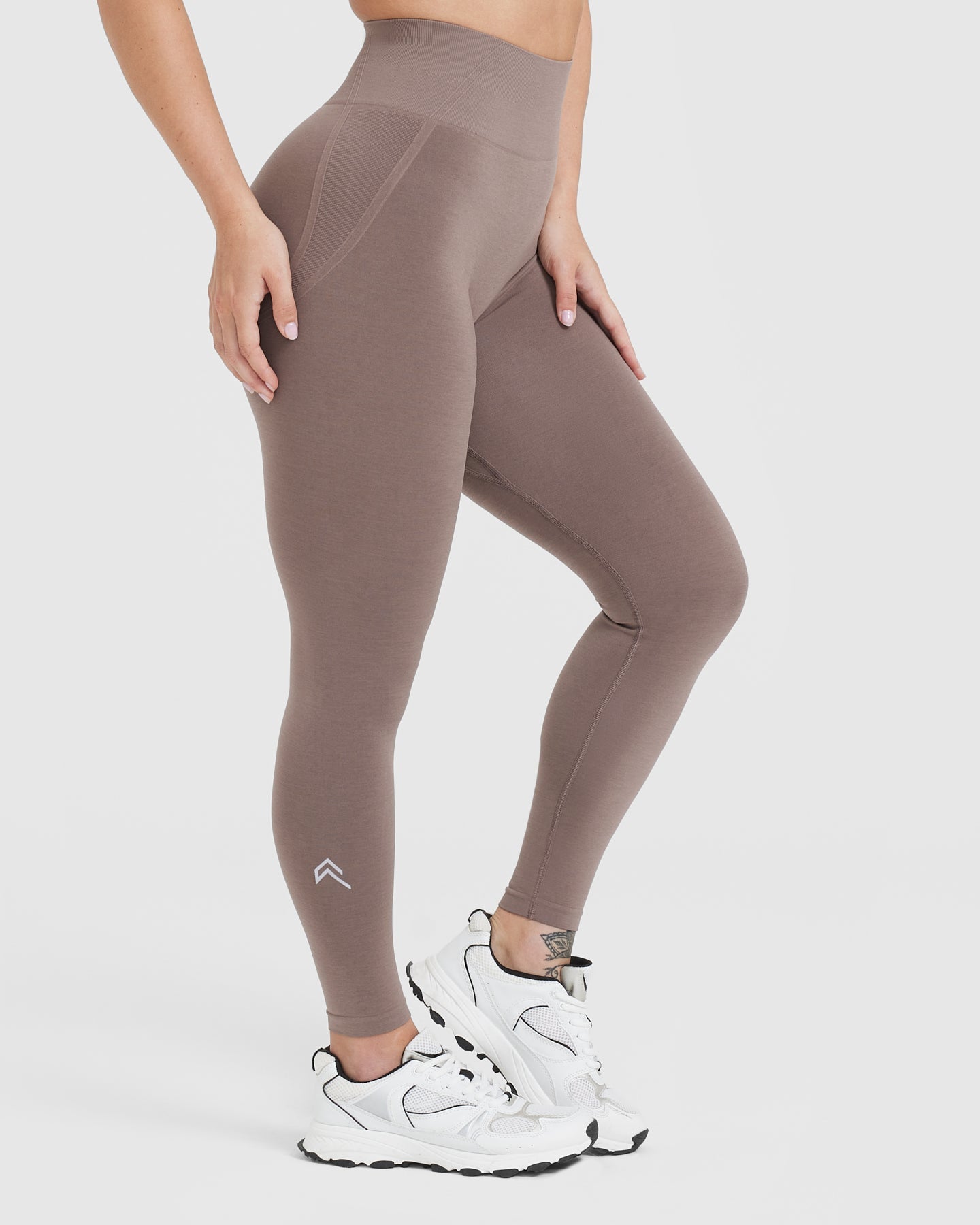 EffortlessLift Seamless Leggings with White Logo | Washed Cool Brown - Image 3