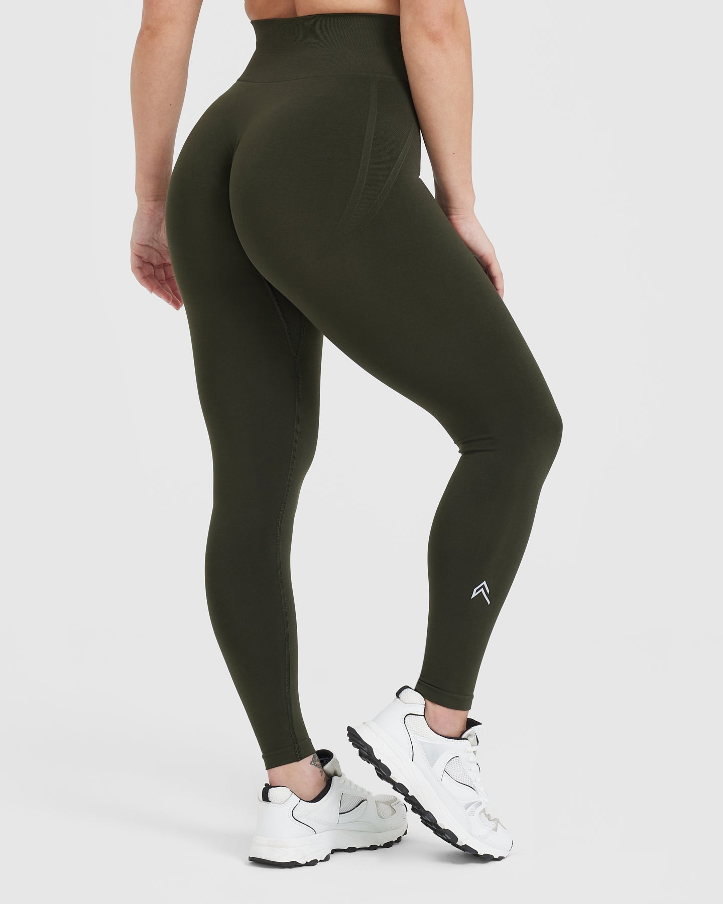 Alternative view of EffortlessLift Seamless Leggings with White Logo | Khaki