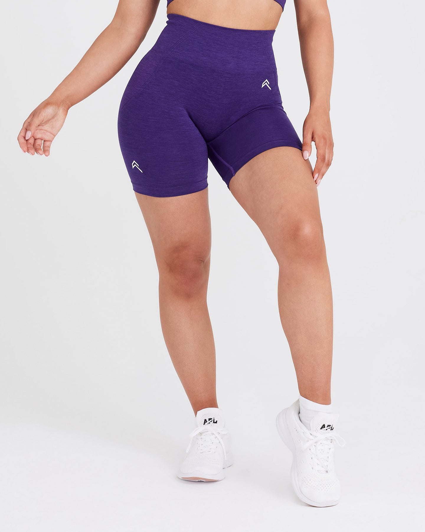 EffortlessLift Seamless Shorts with White Logo | Amethyst