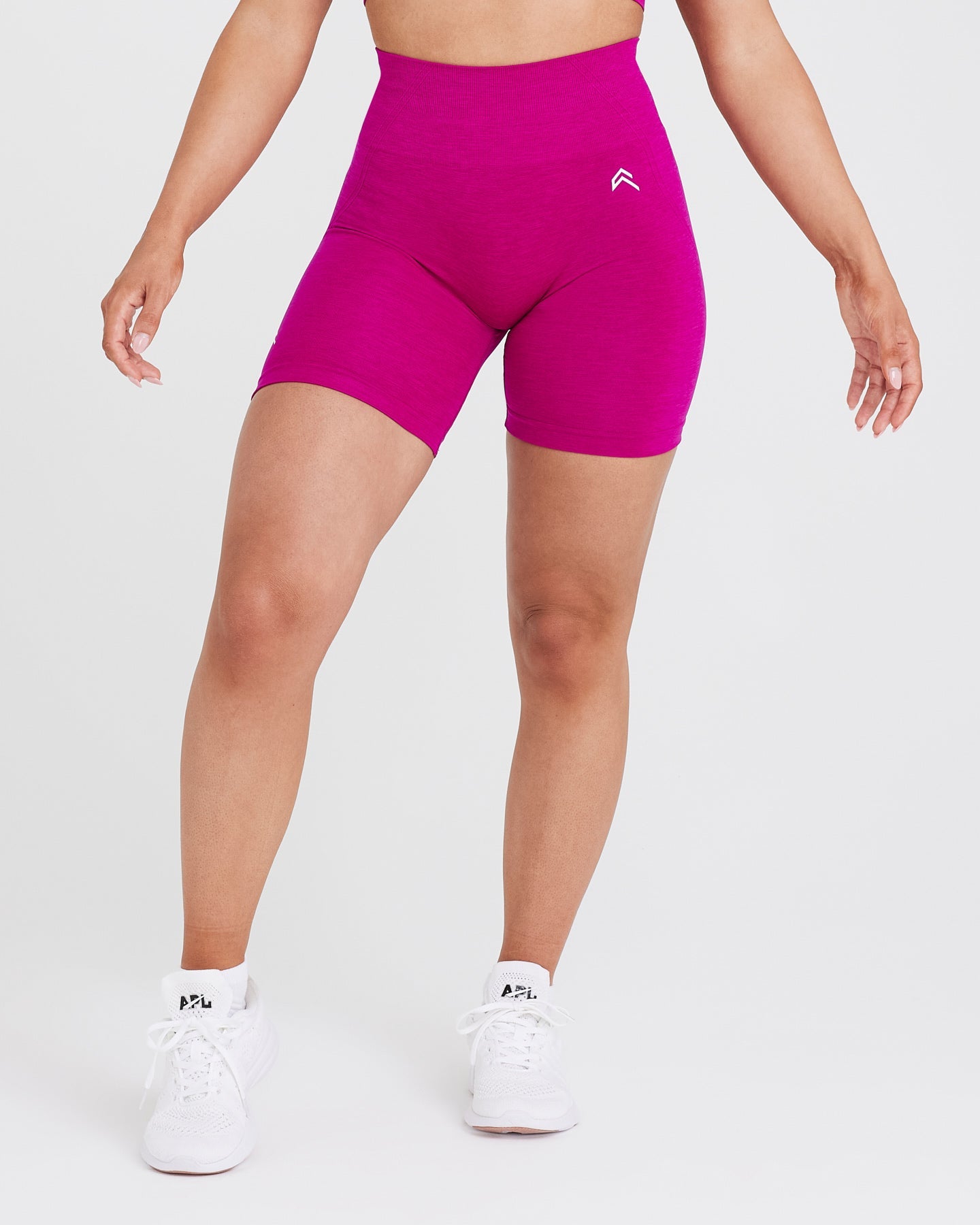 EffortlessLift Seamless Shorts with White Logo | Fuchsia